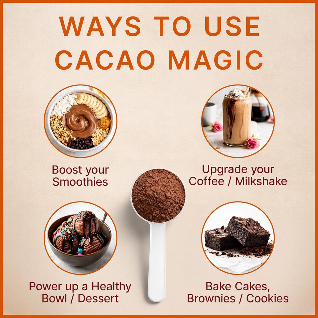 MegaPlants Cacao Magic | Superfood 5 Mushroom Blend | Lions Mane, Reishi, Chaga, Cordyceps, Turkey Tail | Smoothie, Hot Chocolate, Coffee Alternative