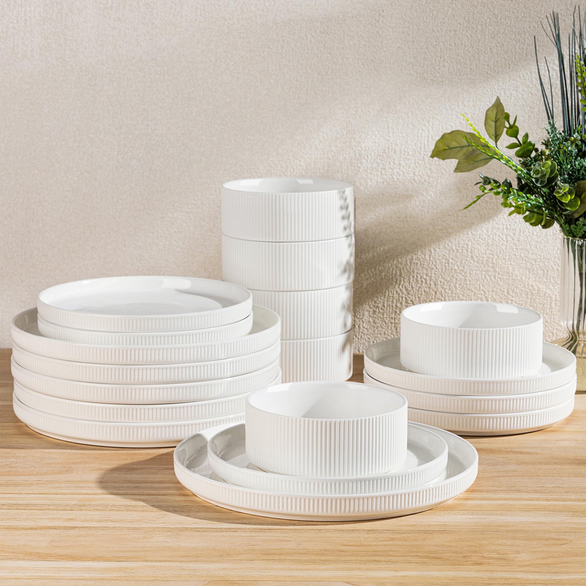 TheTerra Ceramic Dinnerware Sets for 4, 12 Pieces Porcelain Lightweight Speckled Plates and Bowls Sets, Scratch Resistant Dish Set, Oven & Microwave & Dishwasher Safe