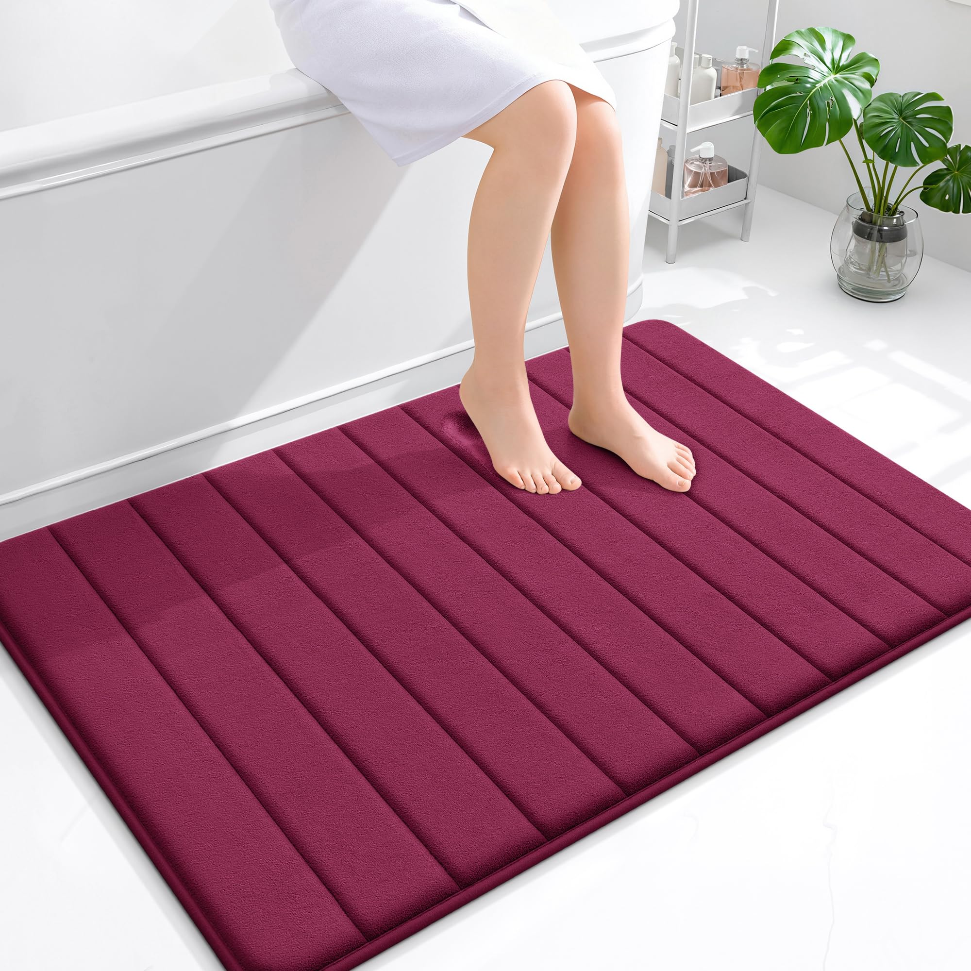 OLANLY Memory Foam Bath Mat 30x20, Super Soft Absorbent Bathroom Rugs, Quick Dry, Machine Washable Shower Floor Rugs, Bathmat Carpet, Bathroom Home Decor Accessories, Grey
