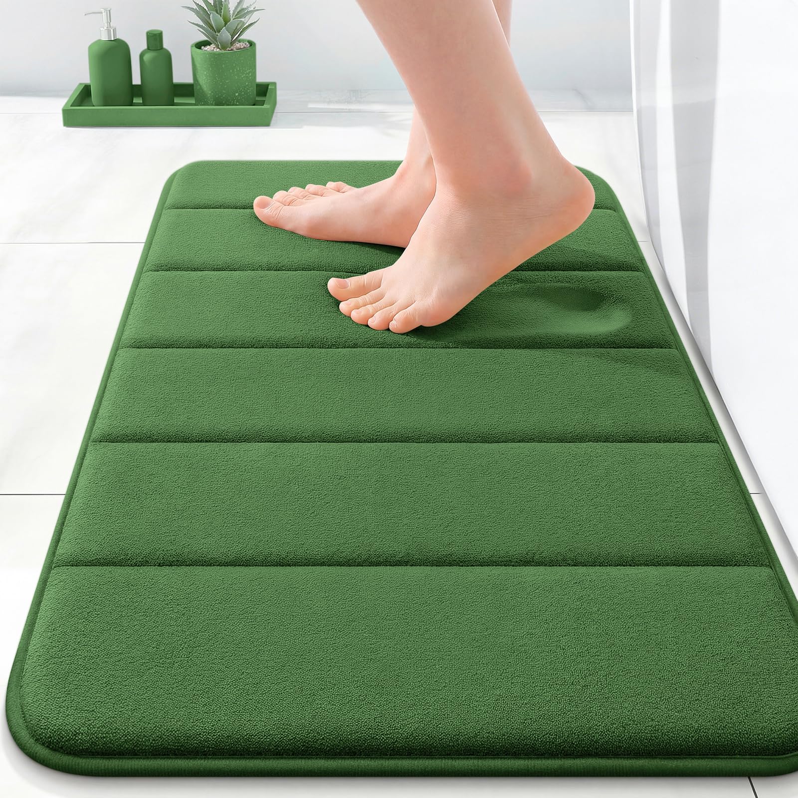 OLANLY Memory Foam Bath Mat 30x20, Super Soft Absorbent Bathroom Rugs, Quick Dry, Machine Washable Shower Floor Rugs, Bathmat Carpet, Bathroom Home Decor Accessories, Grey