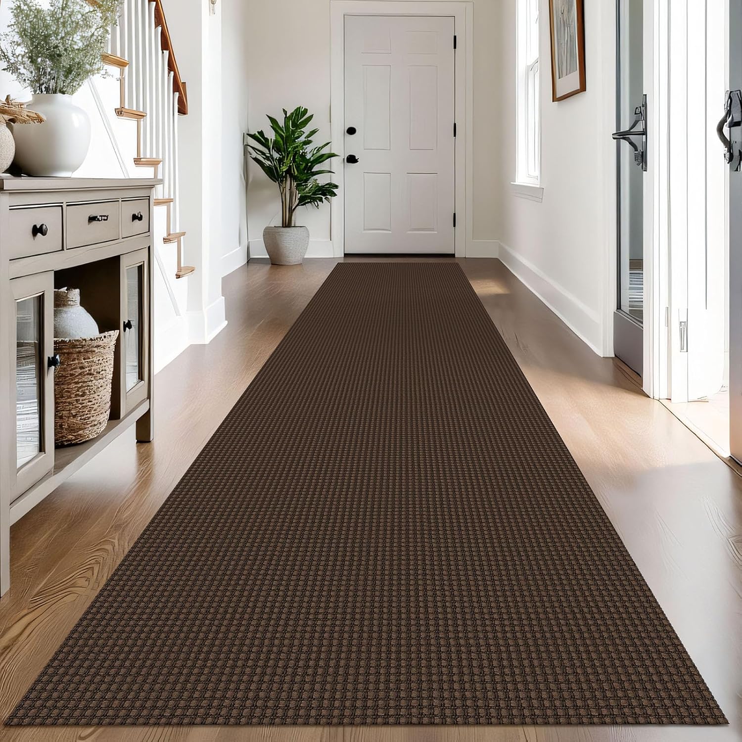 IOHOUZE Small Area Rug 2x3 Washable Woven Rugs for Entryway Non Slip Rubber Backed Kitchen Rugs Indoor Outdoor Doormat Throw Rug Floor Carpet for Entrance Front Door, Orange/Tan/Brown