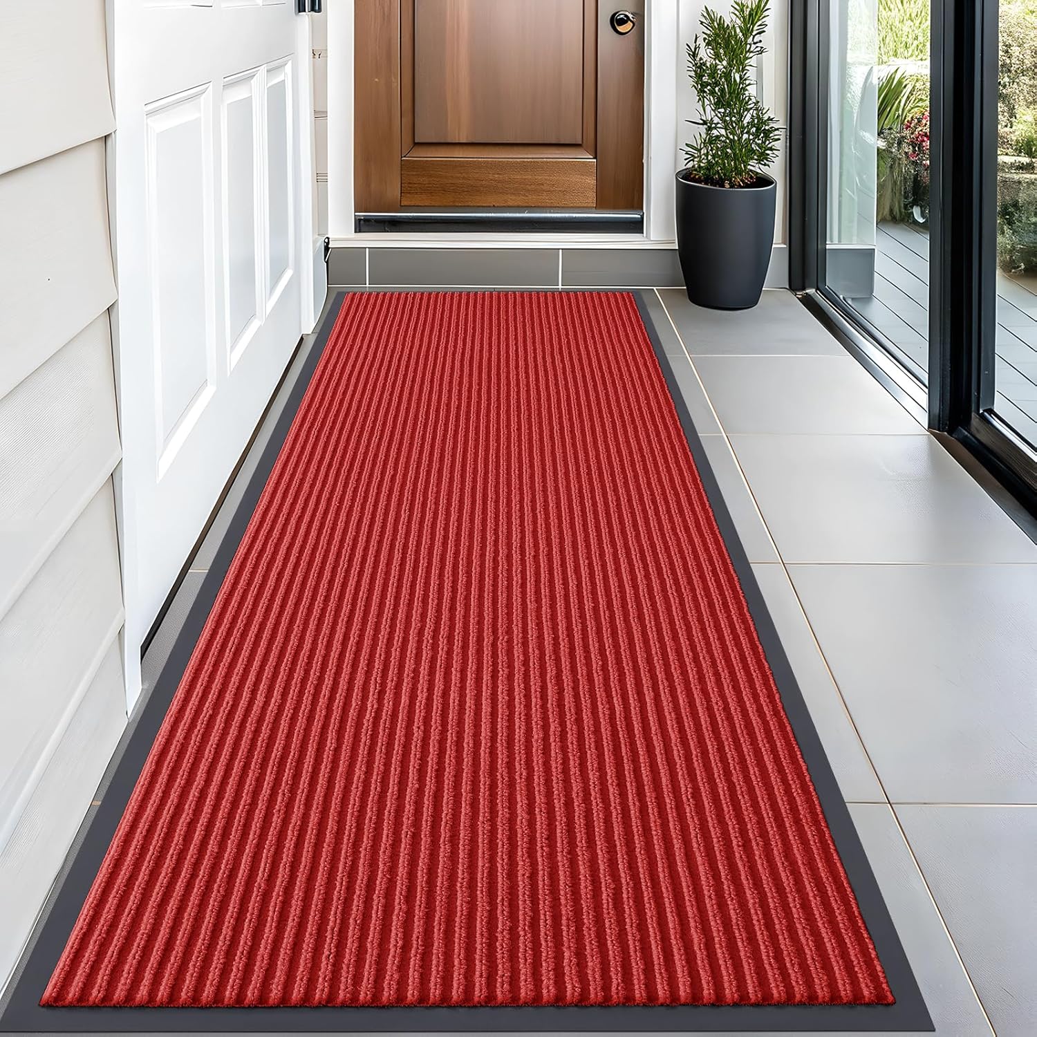 OLANLY Front Door Mat Indoor Outdoor Entrance, Waterproof Heavy Duty Doormat, Fade Resistant, Low Profile, Easy Clean Patio Porch Welcome Floor Mats for Entry, 29.5x17, Beige