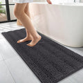 OLANLY Thick Bathroom Rugs 30x20, Extra Soft Absorbent Chenille Striped Bath Rugs, Rubber Backing, Machine Wash Dry, Bath Mats for Bathroom Floor, Tub and Shower, Home Decor Accessories, Grey