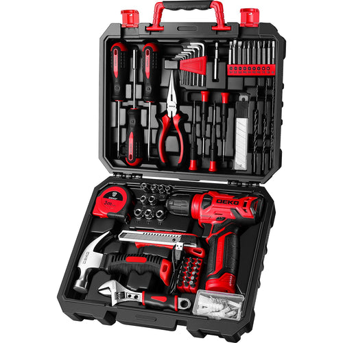 DEKOPRO Tool Set：Tool Kit with 8V Cordless Drill,Tool Box with Drill,Hand Drill Set for Men & Women,Home Tool Kits for House Repair,Handyman,DIY 126 Piece