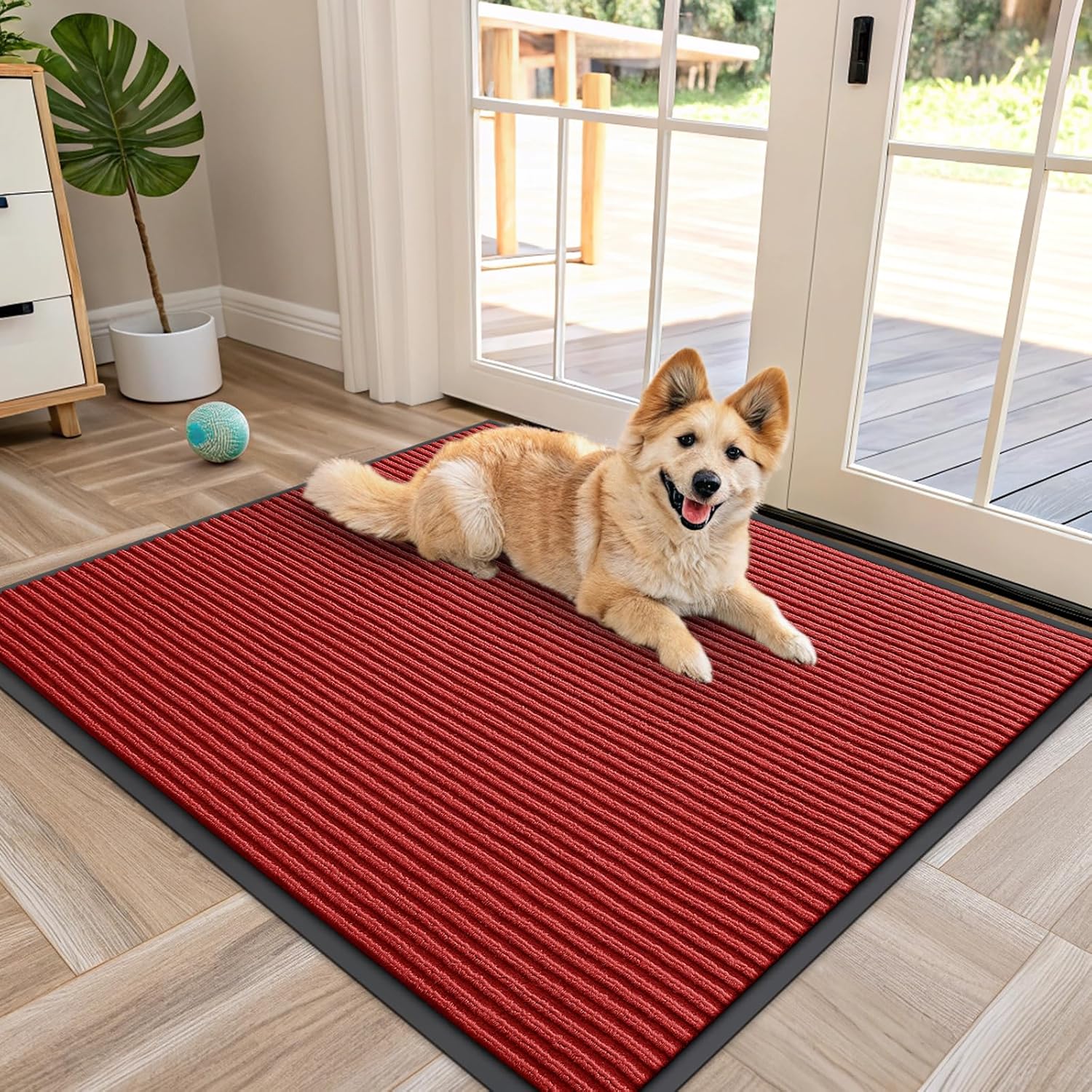 OLANLY Front Door Mat Indoor Outdoor Entrance, Waterproof Heavy Duty Doormat, Fade Resistant, Low Profile, Easy Clean Patio Porch Welcome Floor Mats for Entry, 29.5x17, Beige