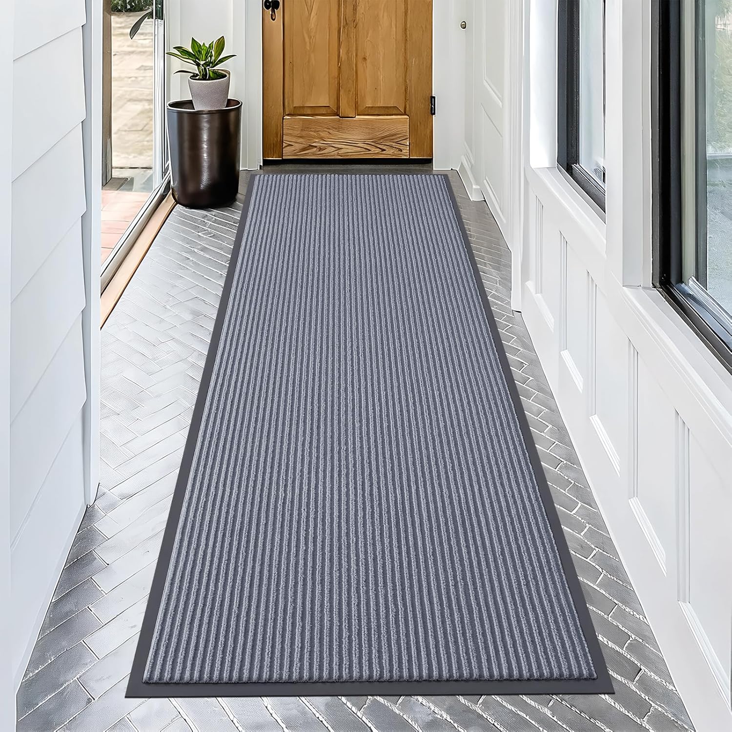 OLANLY Front Door Mat Indoor Outdoor Entrance, Waterproof Heavy Duty Doormat, Fade Resistant, Low Profile, Easy Clean Patio Porch Welcome Floor Mats for Entry, 29.5x17, Beige