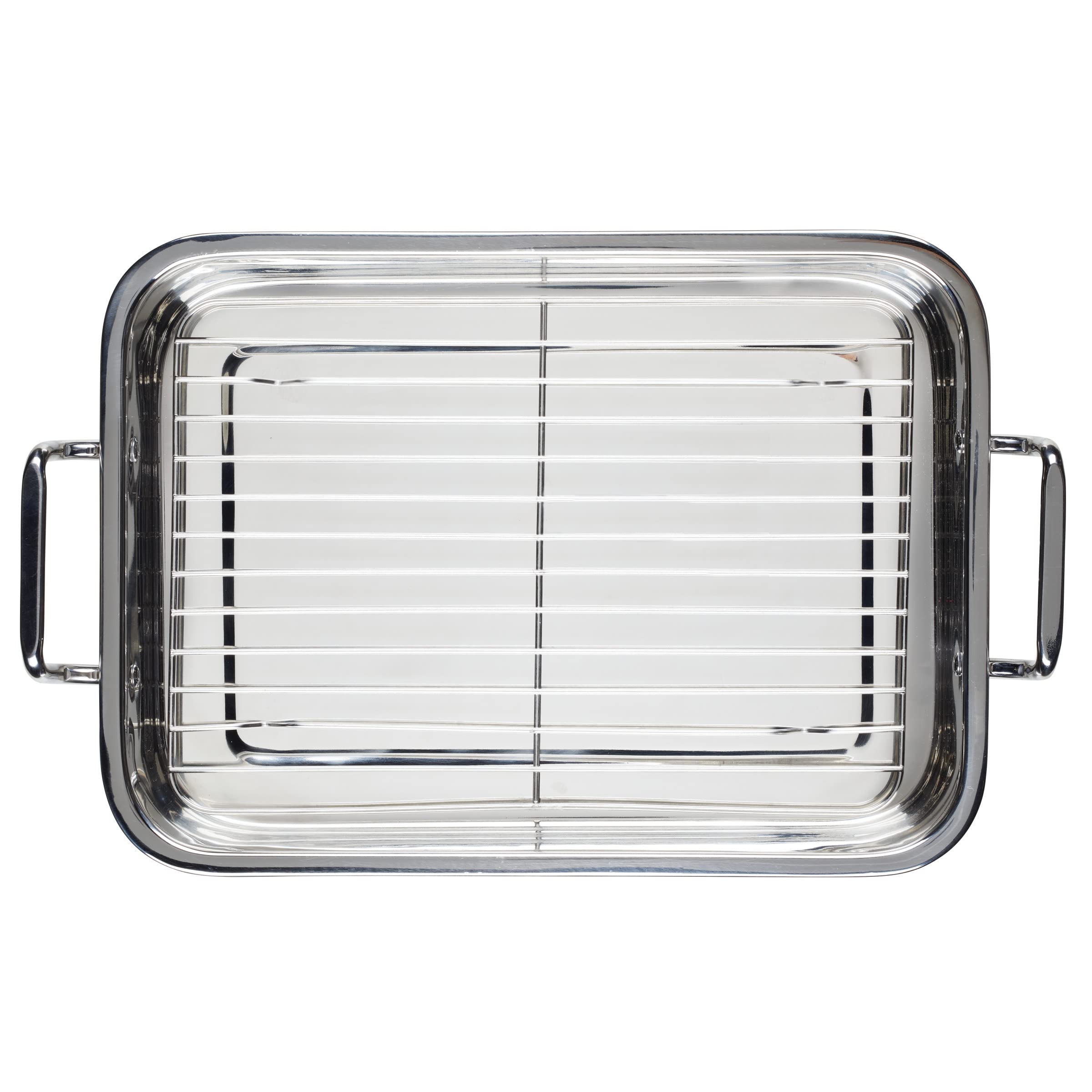 Farberware Bakeware Nonstick Steel Roaster with Flat Rack, 11-Inch x 15-Inch, Gray