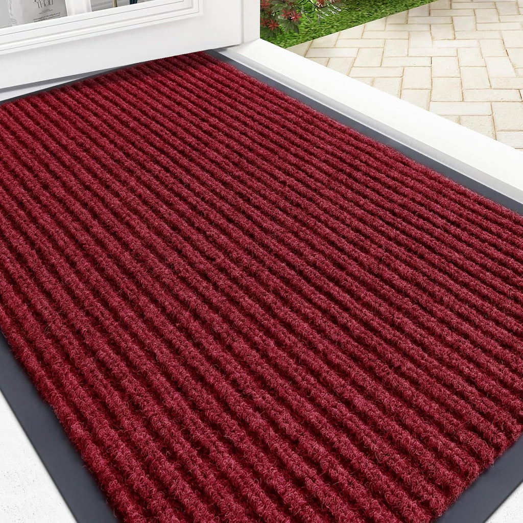 OLANLY Front Door Mat Indoor Outdoor Entrance, Waterproof Heavy Duty Doormat, Fade Resistant, Low Profile, Easy Clean Patio Porch Welcome Floor Mats for Entry, 29.5x17, Beige