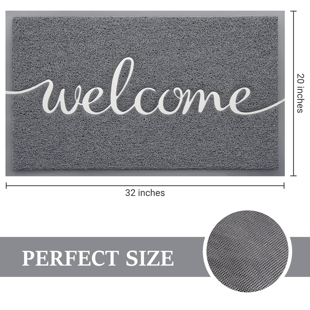 Door Mat (30"x17.5",Black), Welcome Mat Low Profile Front Doormat Floor Mat Non Slip Rugs for Entryway, Patio, High Traffic Areas