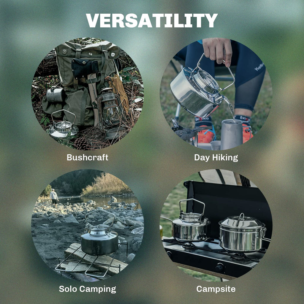 Fire-Maple Antarcti Portable 1.2 Liter Lightweight Stainless Steel Camping Kettle | Durable and Portable Camp Tea Pot | Ideal for Bushcraft and Outdoor Campfire Use