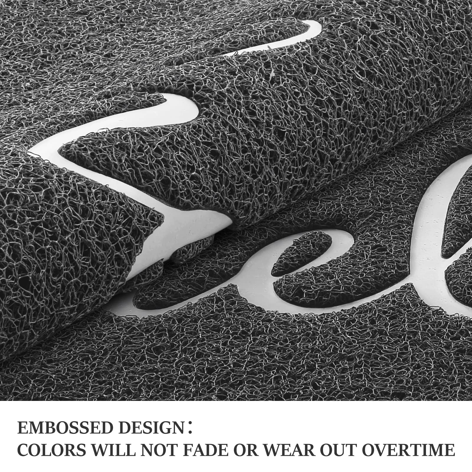 Door Mat (30"x17.5",Black), Welcome Mat Low Profile Front Doormat Floor Mat Non Slip Rugs for Entryway, Patio, High Traffic Areas