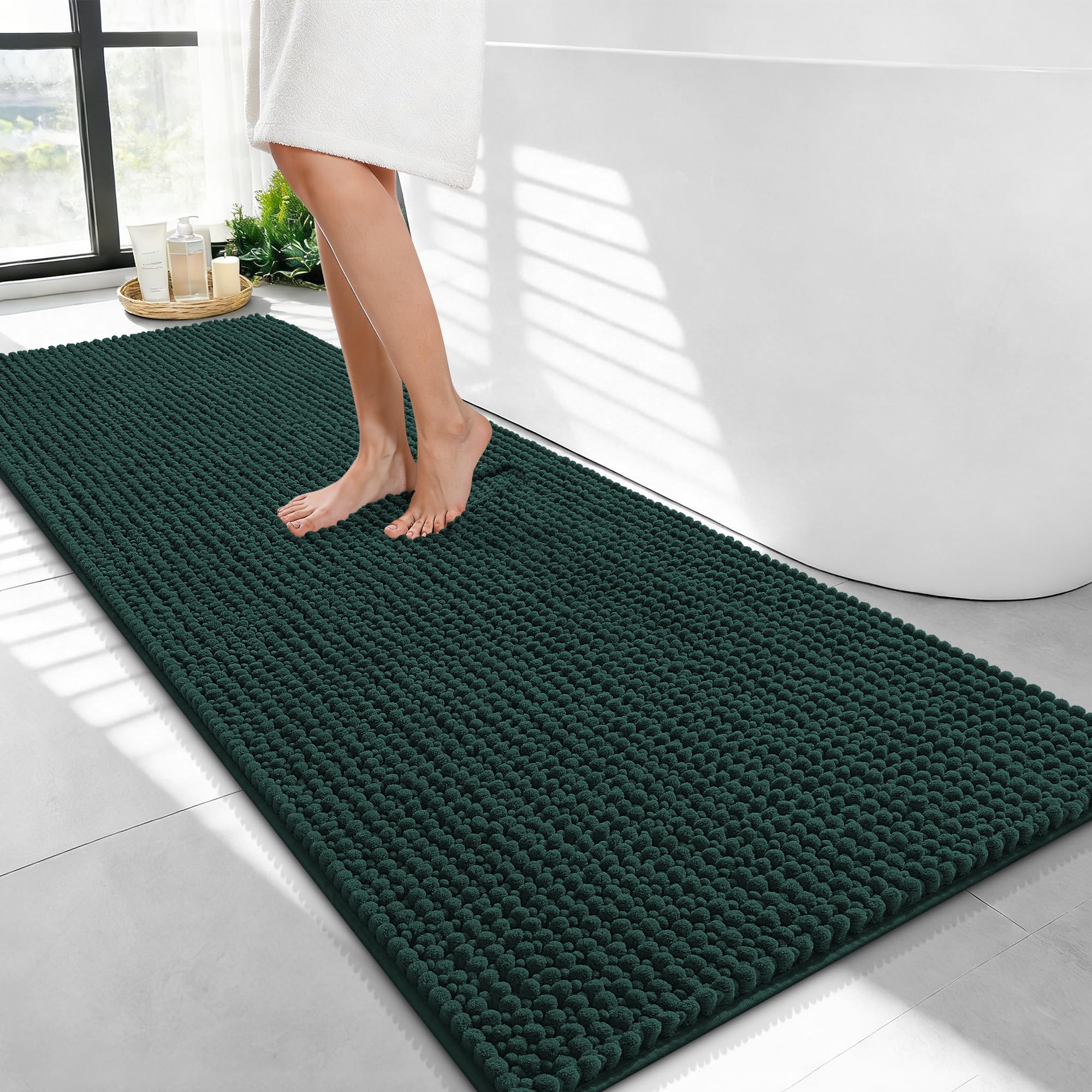 OLANLY Thick Bathroom Rugs 30x20, Extra Soft Absorbent Chenille Bath Rugs, Rubber Backing, Machine Wash Dry, Bath Mats for Bathroom Floor, Tub and Shower, Home Decor Accessories, Grey