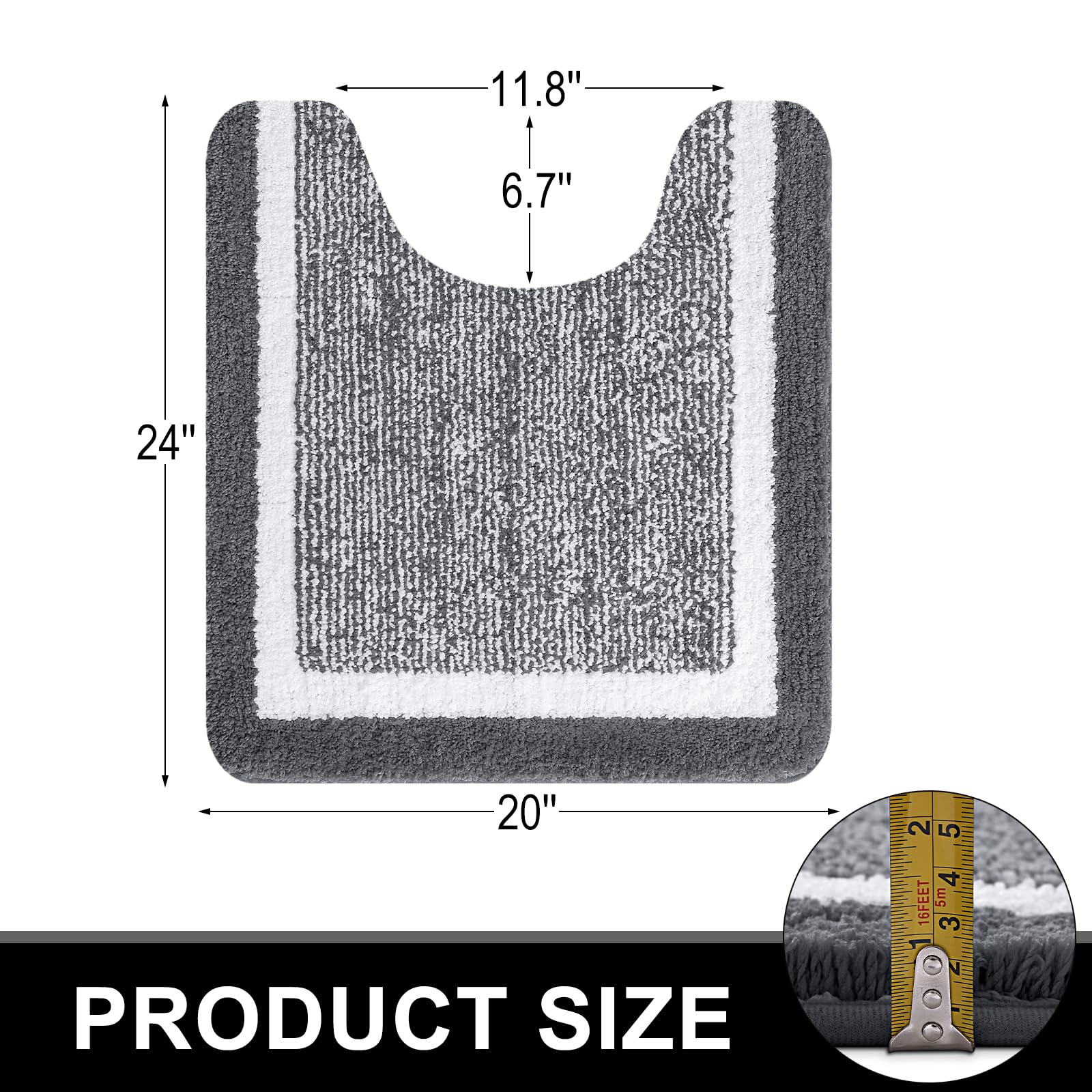 OLANLY Bathroom Rugs Sets 3 Piece, Soft Absorbent Microfiber Bath Mats and U-Shaped Contour Toilet Rug, Home Decor Accessories, Non-Slip, Bath Mat Set for Bathroom (30"x20"+24"x16"+24"x20", Grey)