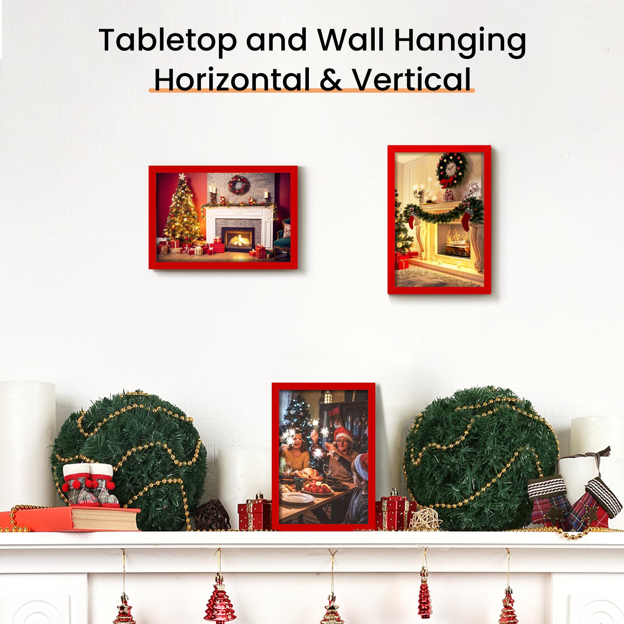 upsimples 5x7 Picture Frame Set of 3, Made of High Definition Glass for 5 x 7 Black Frames, Wall and Tabletop Display Thin Border Photo Frame for Home Décor