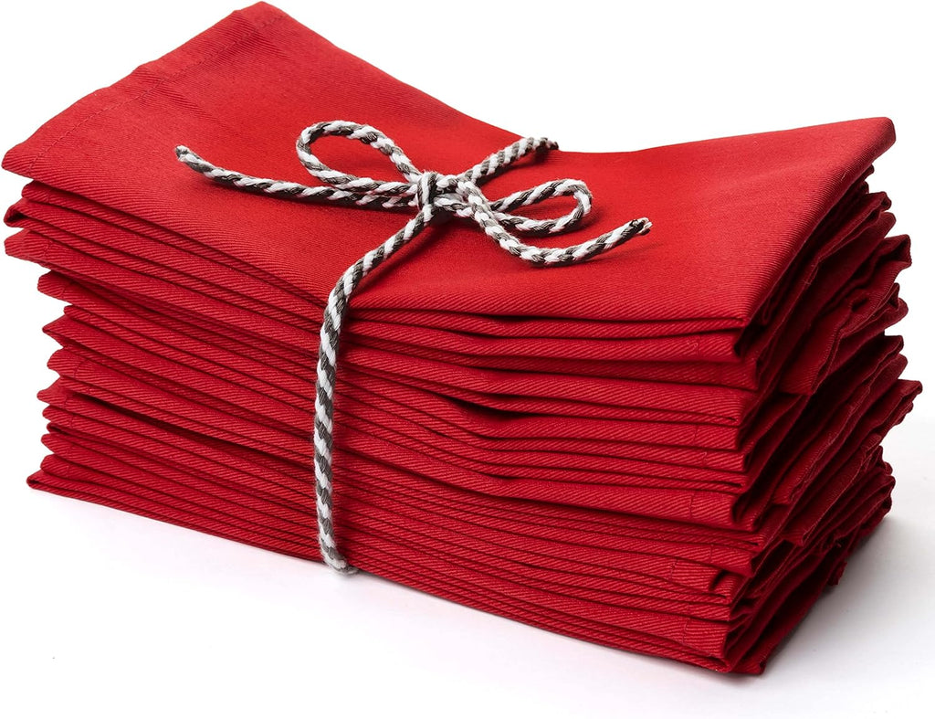 Christmas Red Cloth Dinner Napkins Kitchen Cloth Napkins 12 Pack 18X18 Inches Cotton Blend Soft Fabric with Hemmed Edges Washable Reusable Linen Napkins for Parties Setting Table Decor (Red) by PERLLI