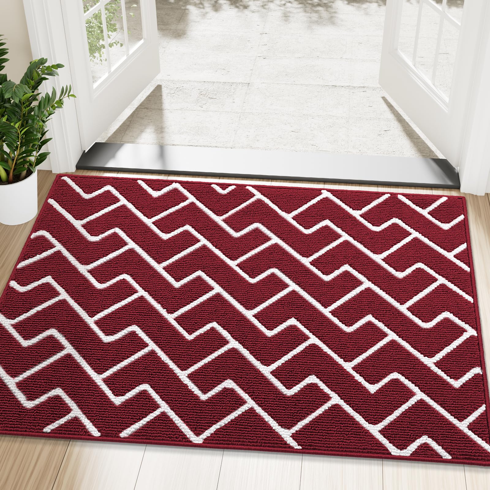 OLANLY Front Door Mat, Non-Slip Rubber Backing, Dirt Resistant and Absorbent, Washable, Easy to Clean Low-Profile Indoor Doormat for Back Door, Entryway, Inside Entrance, 32x20, Grey