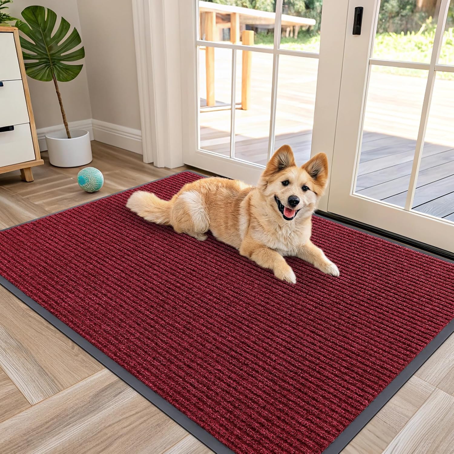 OLANLY Front Door Mat Indoor Outdoor Entrance, Waterproof Heavy Duty Doormat, Fade Resistant, Low Profile, Easy Clean Patio Porch Welcome Floor Mats for Entry, 29.5x17, Beige