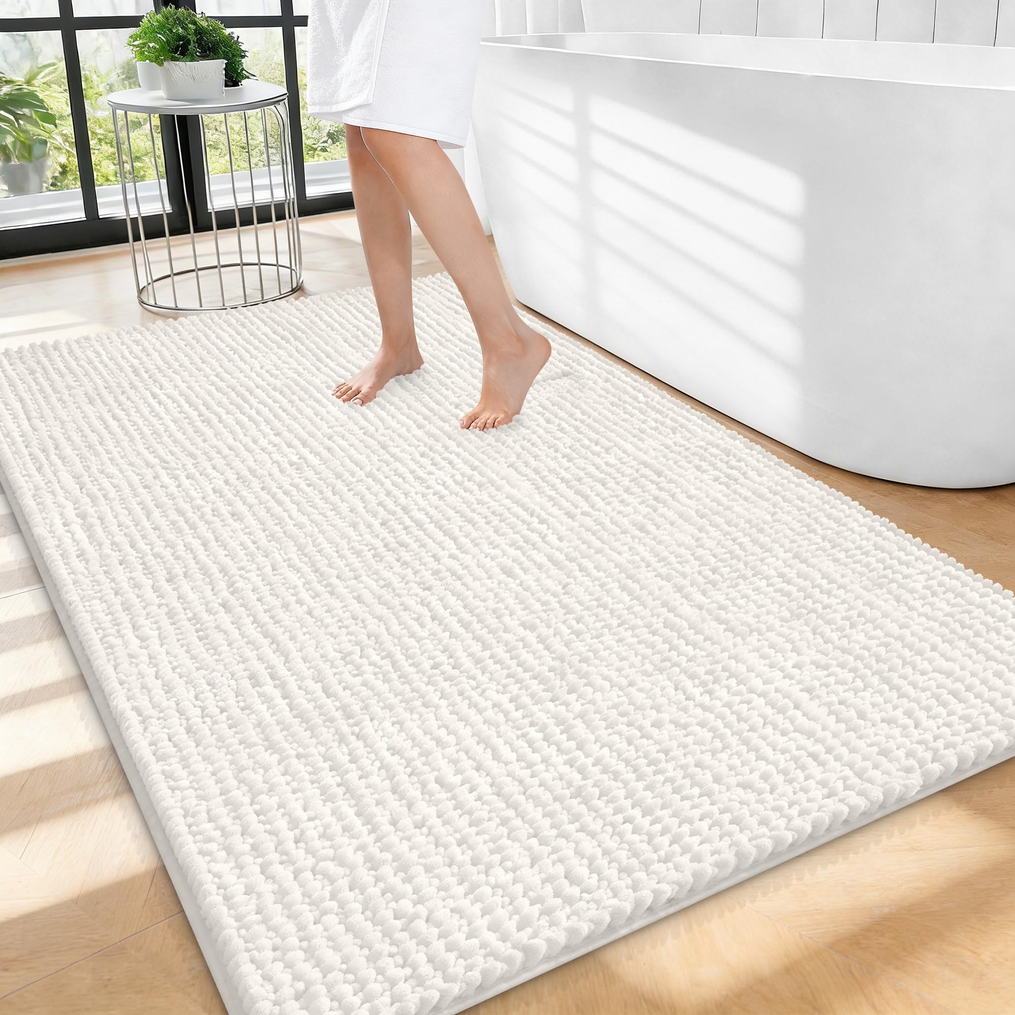 OLANLY Thick Bathroom Rugs 30x20, Extra Soft Absorbent Chenille Bath Rugs, Rubber Backing, Machine Wash Dry, Bath Mats for Bathroom Floor, Tub and Shower, Home Decor Accessories, Grey