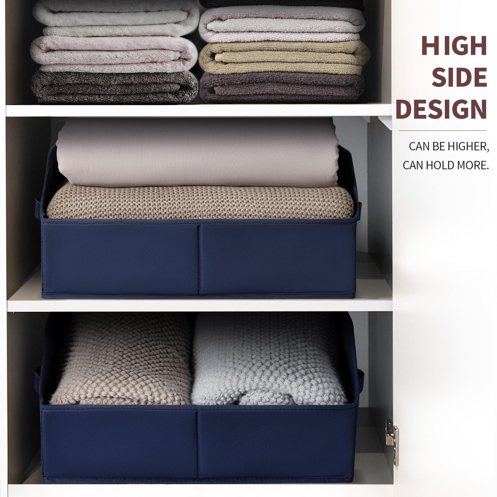 Homsorout Closet Organizers Bins 6 Packs - Large Closet Shelf Organizer with Handles, Fabric Trapezoid Storage Bins, Collapsible Storage Cubes for Clothes, Towels, Light Gray