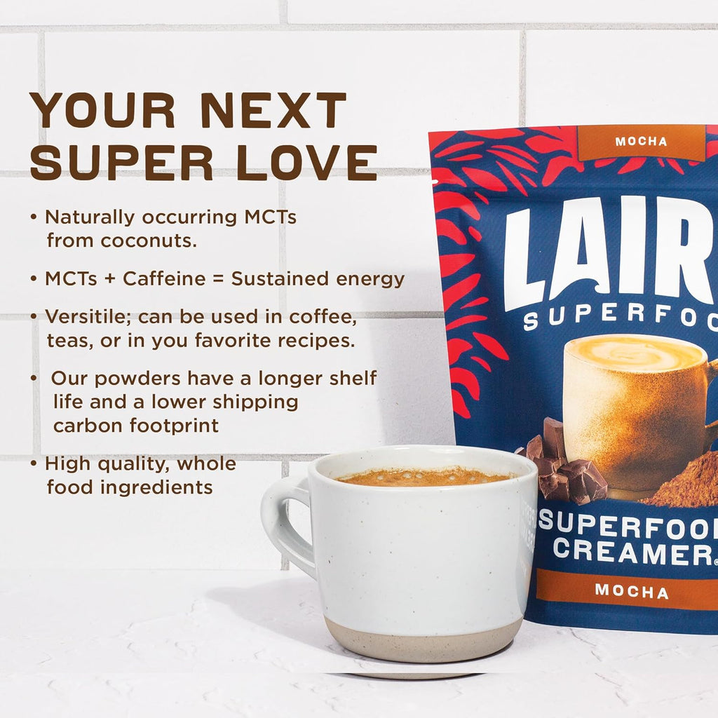 Laird Superfood Non-Dairy Coconut Powder Creamer - Sweet & Creamy + Adaptogens - Superfood Creamer with Functional Mushrooms - Non-GMO, Vegan, 8 oz. Bag, Pack of 1