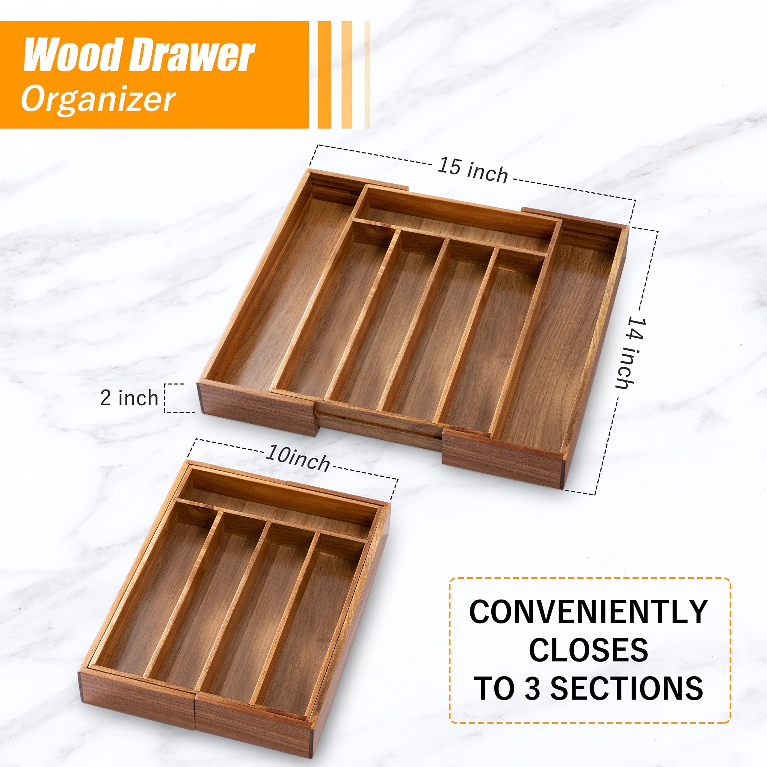 Bellsal Silverware Organizer Kitchen Drawer Organizer Expandable Bamboo Utensil Holder Cutlery Tray for Kitchen Utensil and Flatware Bedroom Office