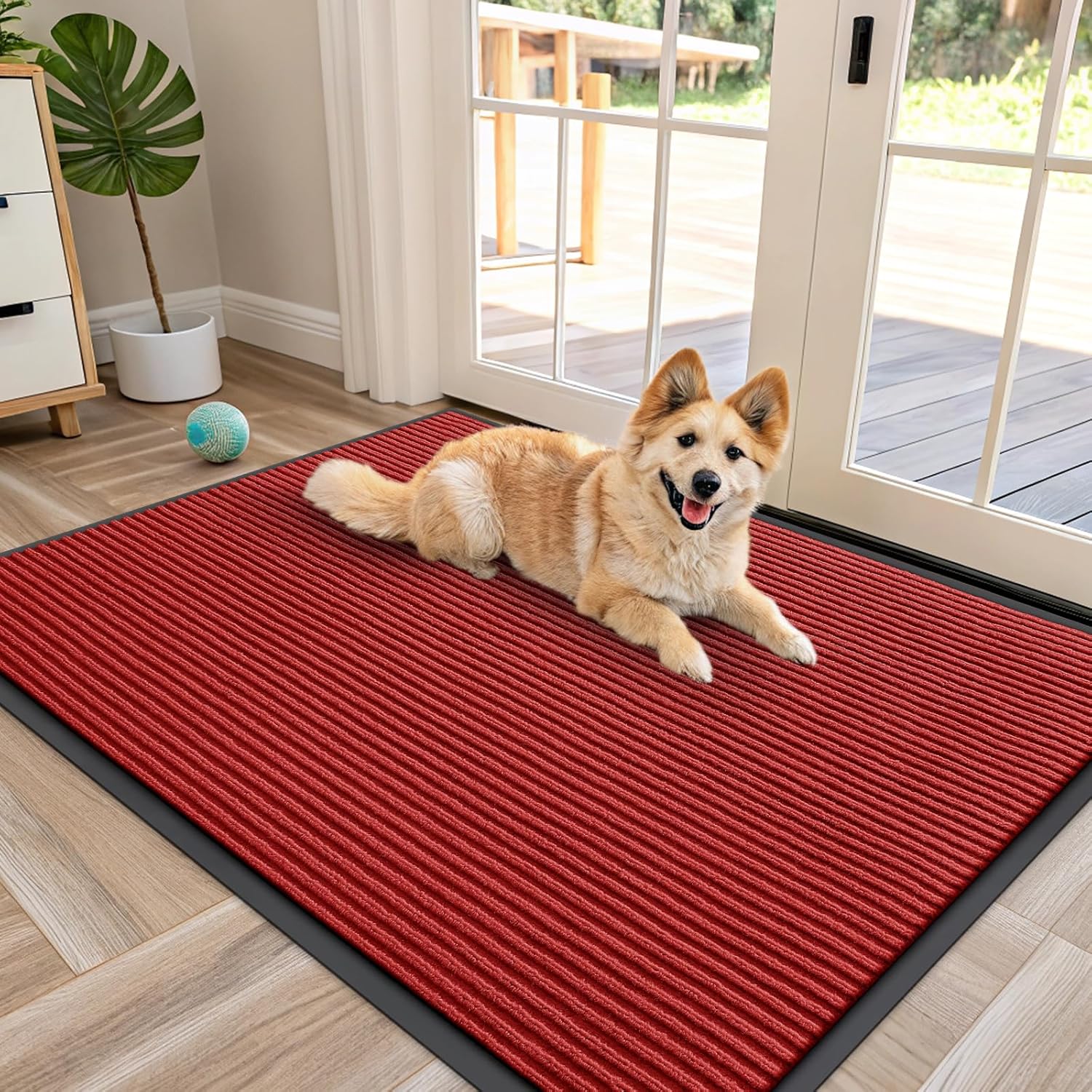 OLANLY Front Door Mat Indoor Outdoor Entrance, Waterproof Heavy Duty Doormat, Fade Resistant, Low Profile, Easy Clean Patio Porch Welcome Floor Mats for Entry, 29.5x17, Beige