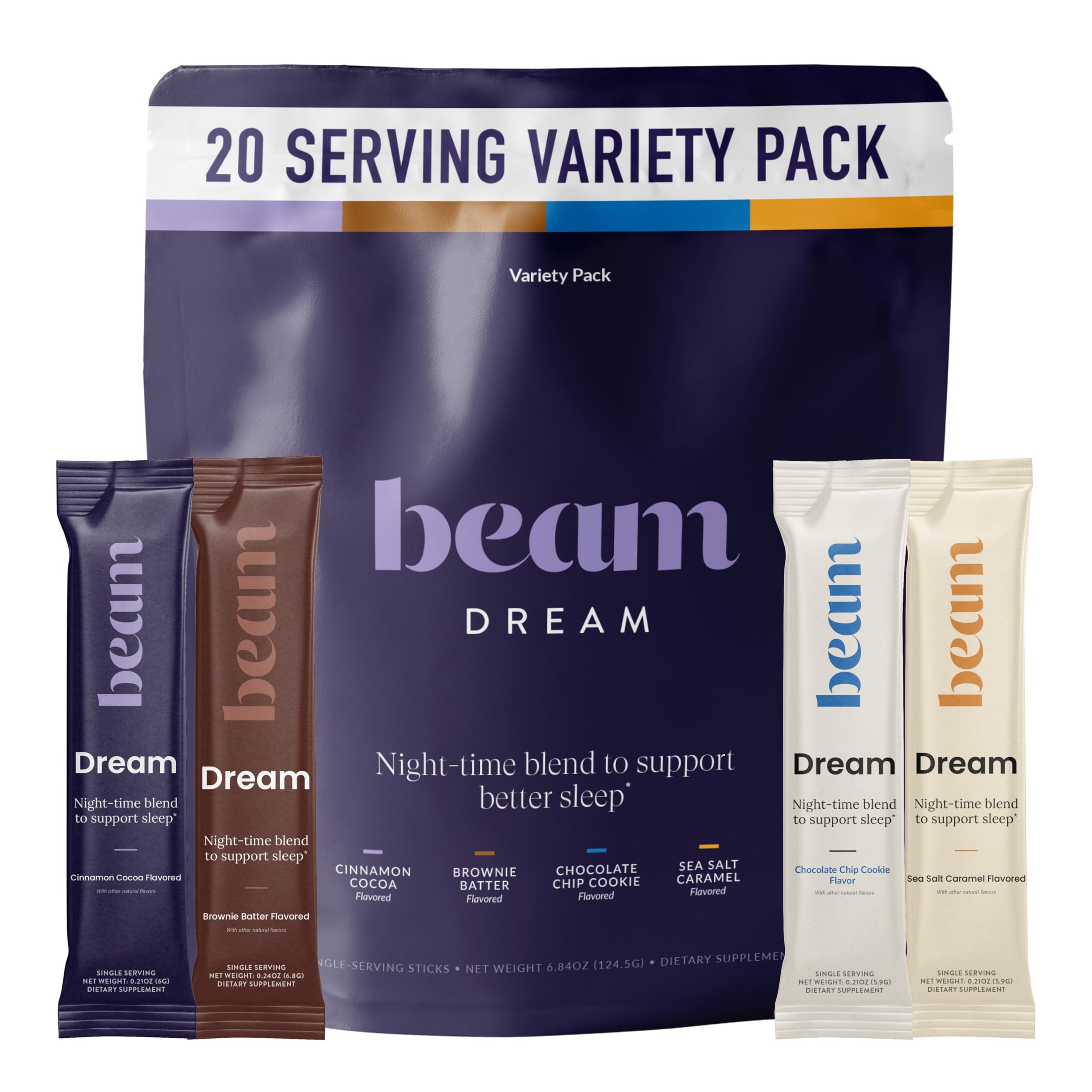 Beam Dream Sleep Powder – Sleep Aid for Adults with Melatonin, Magnesium, L-Theanine, Reishi Mushroom & Apigenin Sleep Supplement, Sleepy Cocoa Bedtime Drink Mix, Brownie Batter Flavor, 30 Servings
