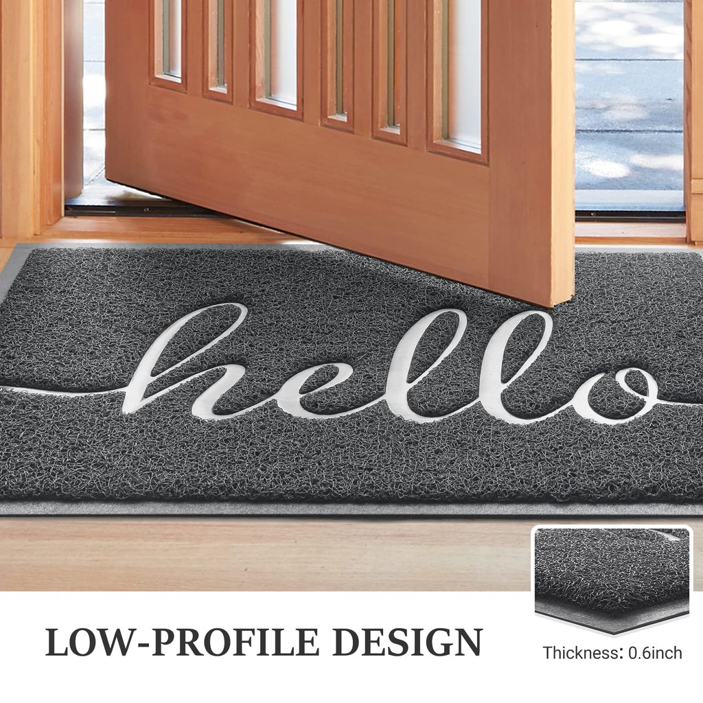 Door Mat (30"x17.5",Black), Welcome Mat Low Profile Front Doormat Floor Mat Non Slip Rugs for Entryway, Patio, High Traffic Areas