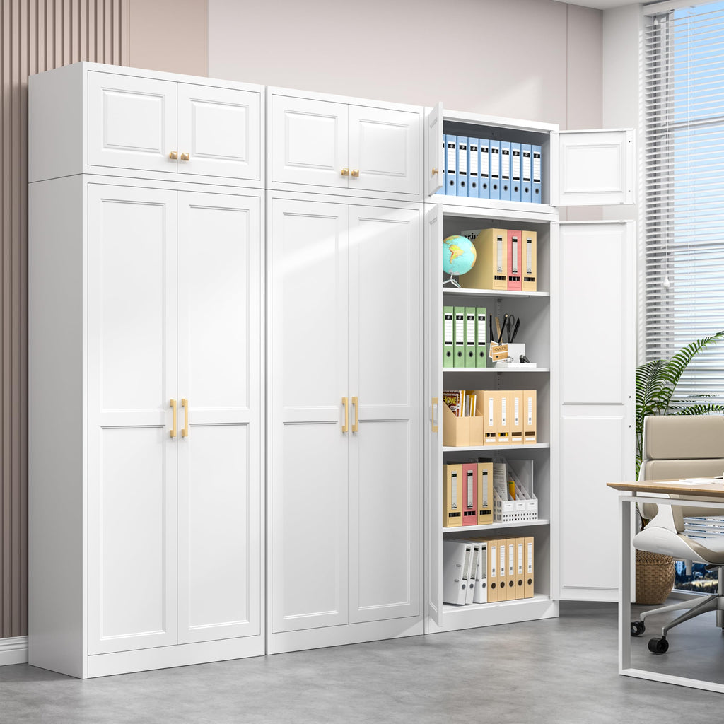 Polup White Kitchen Pantry Cabinet, 71 Inch Tall Metal Storage Cabinet with Doors and Shelves, Pantry Cabinets for Kitchen Storage, Freestanding Cupboard for Living, Dining Room, Assemble Required
