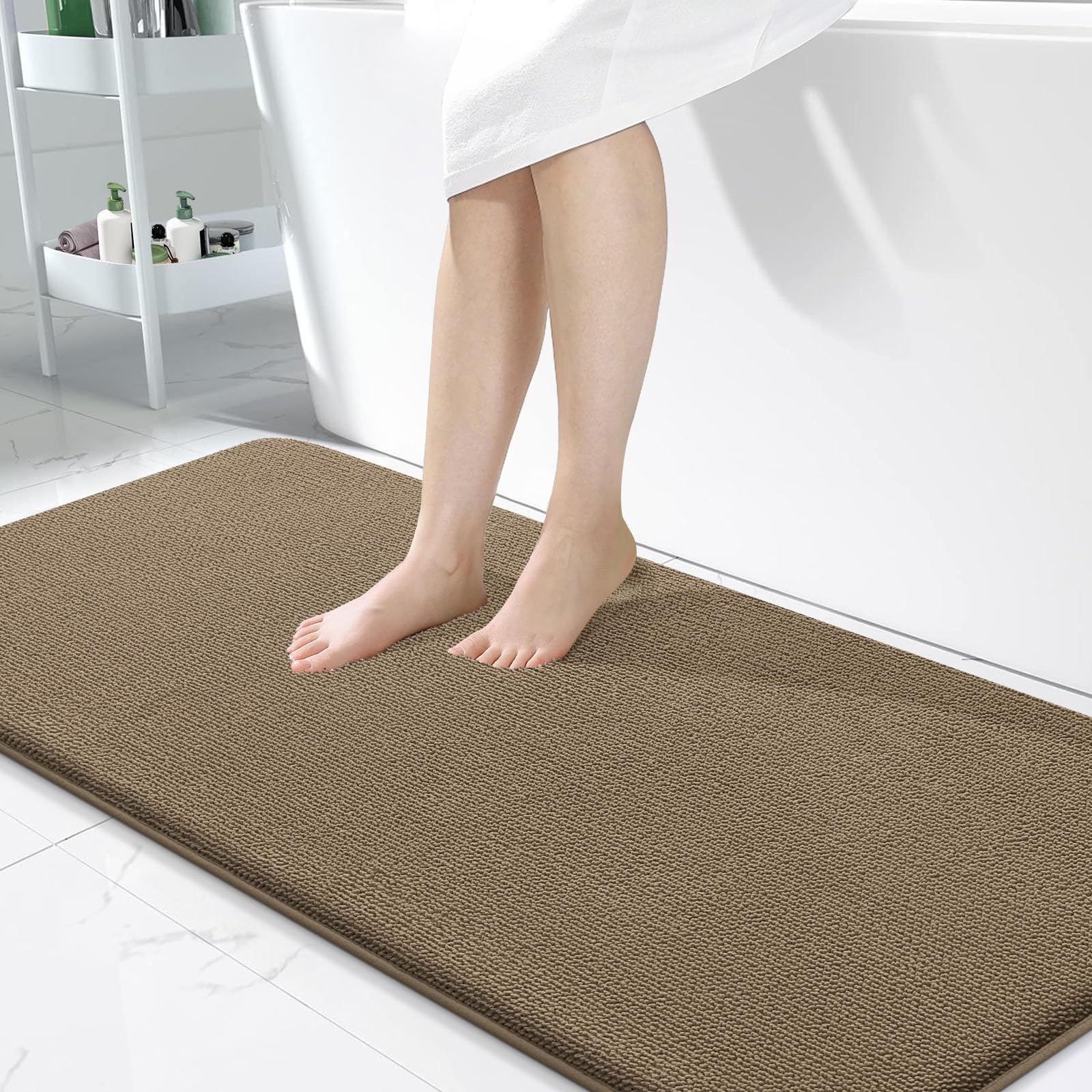 OLANLY Thick Memory Foam Bath Mat Rug 30x20, Extra Soft Absorbent Bathroom Rugs, Quick Dry Bath Mats, Non-Slip, Machine Washable Carpet for Bathroom, Tub and Shower, Home Decor Accessories, Grey