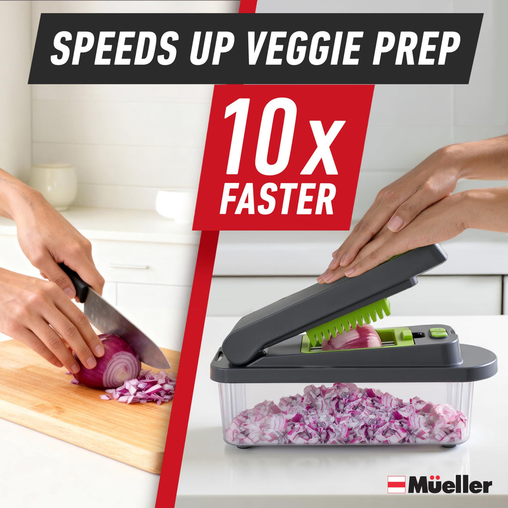 Mueller The Real Original Pro Chopper since 2013 Vegetable Chopper Mandoline Slicer, 8 Blade Food Veggie Chopper Onion Vegetable Cutter with Container, Kitchen Gadgets & Essentials, (10 in 1)