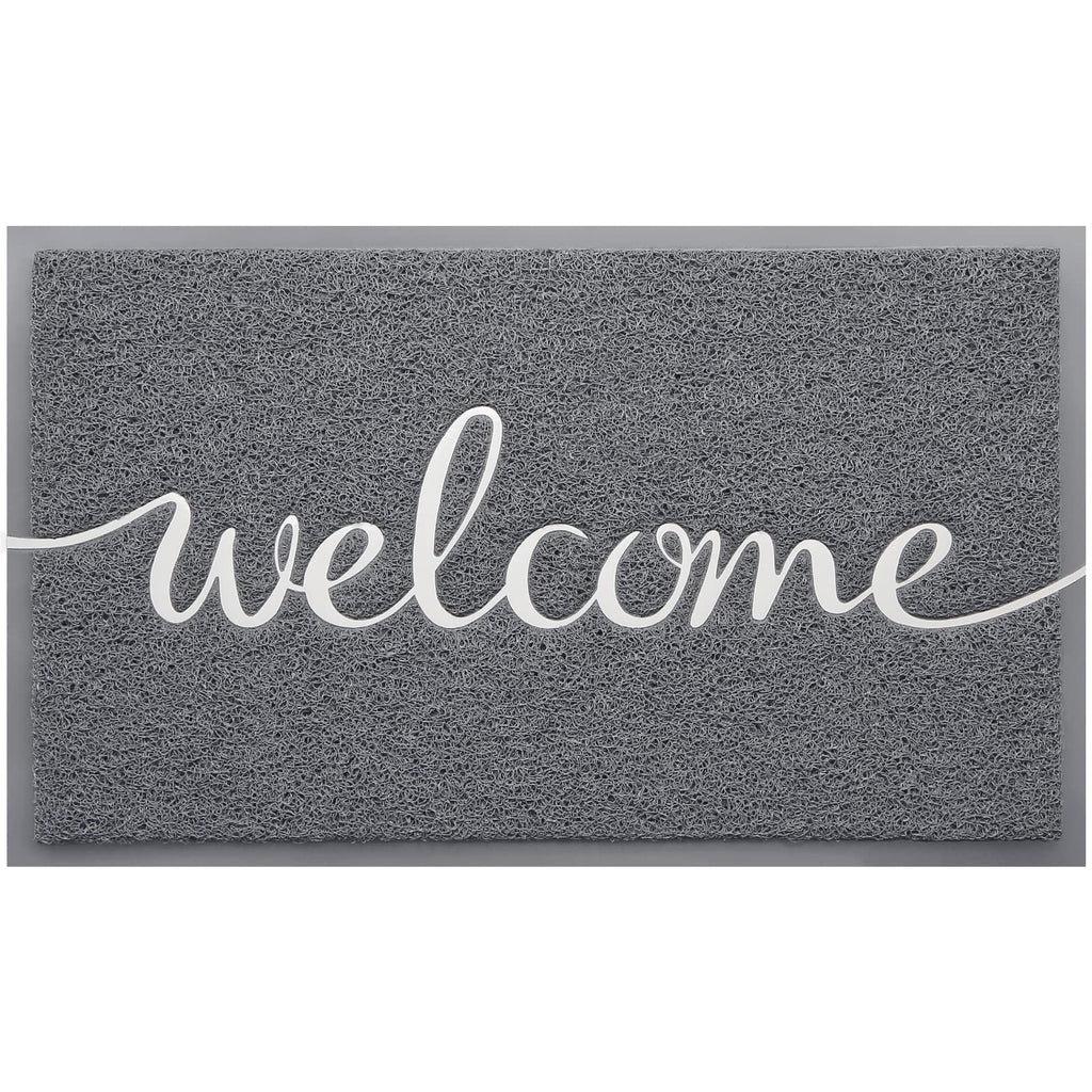 Door Mat (30"x17.5",Black), Welcome Mat Low Profile Front Doormat Floor Mat Non Slip Rugs for Entryway, Patio, High Traffic Areas