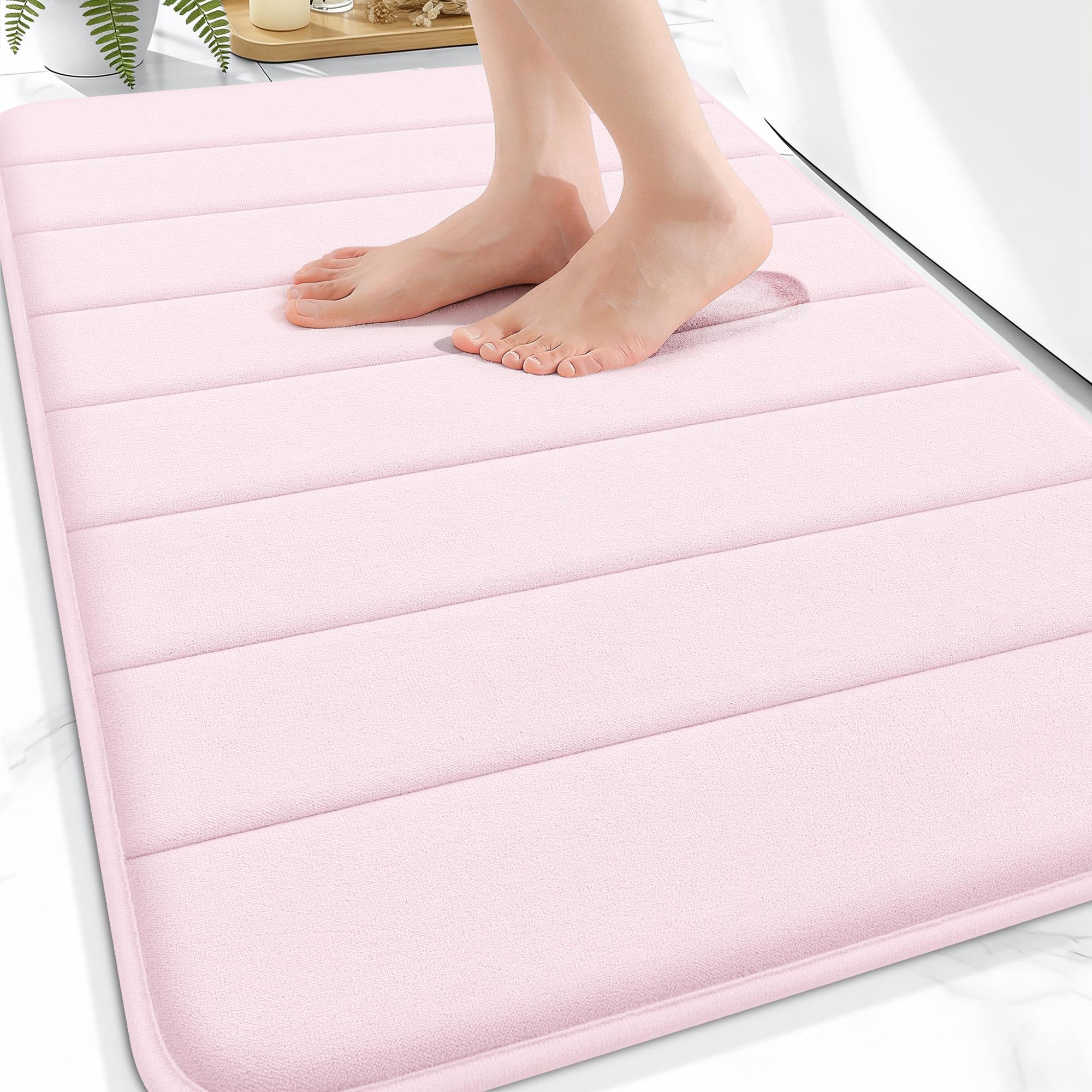 OLANLY Memory Foam Bath Mat 30x20, Super Soft Absorbent Bathroom Rugs, Quick Dry, Machine Washable Shower Floor Rugs, Bathmat Carpet, Bathroom Home Decor Accessories, Grey