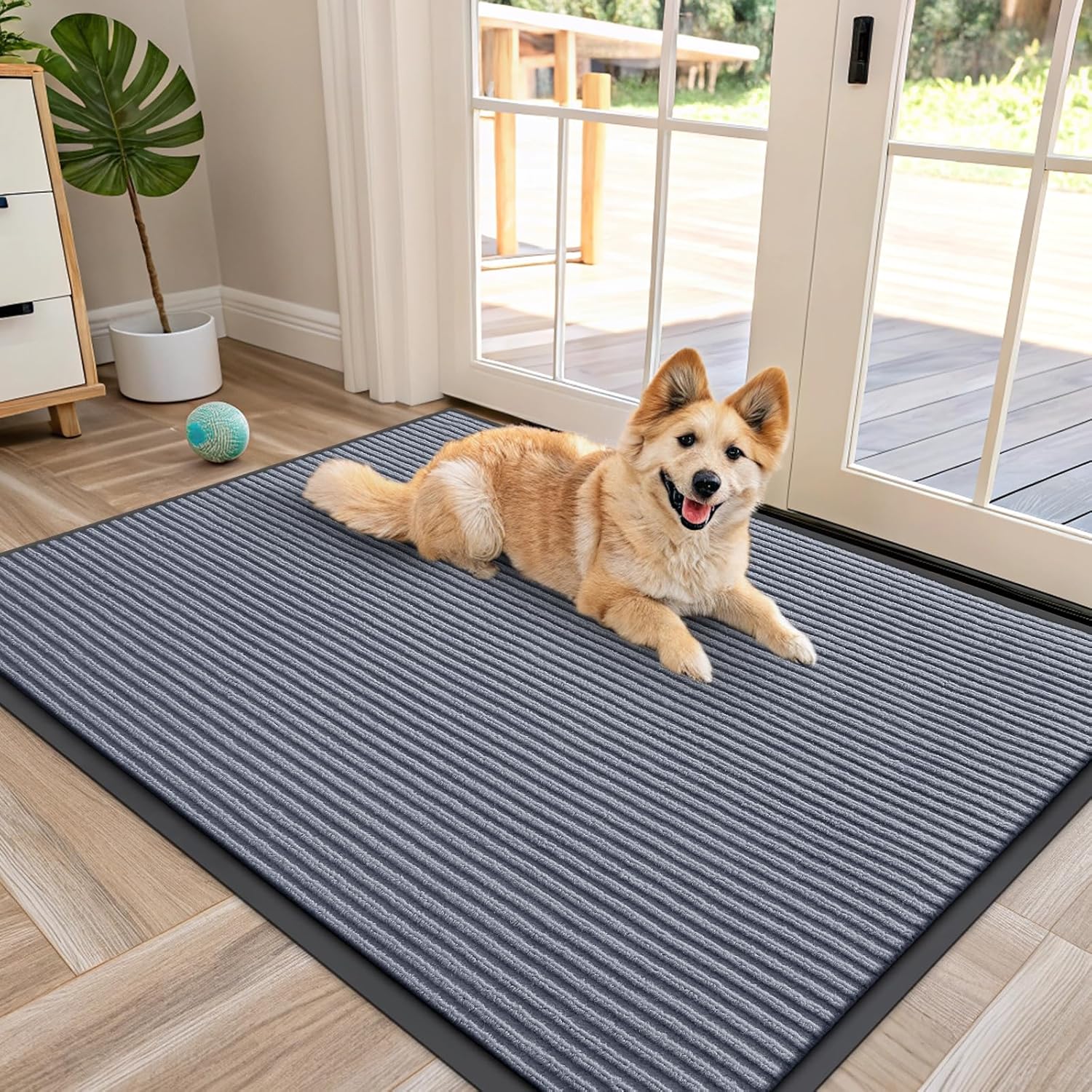 OLANLY Front Door Mat Indoor Outdoor Entrance, Waterproof Heavy Duty Doormat, Fade Resistant, Low Profile, Easy Clean Patio Porch Welcome Floor Mats for Entry, 29.5x17, Beige