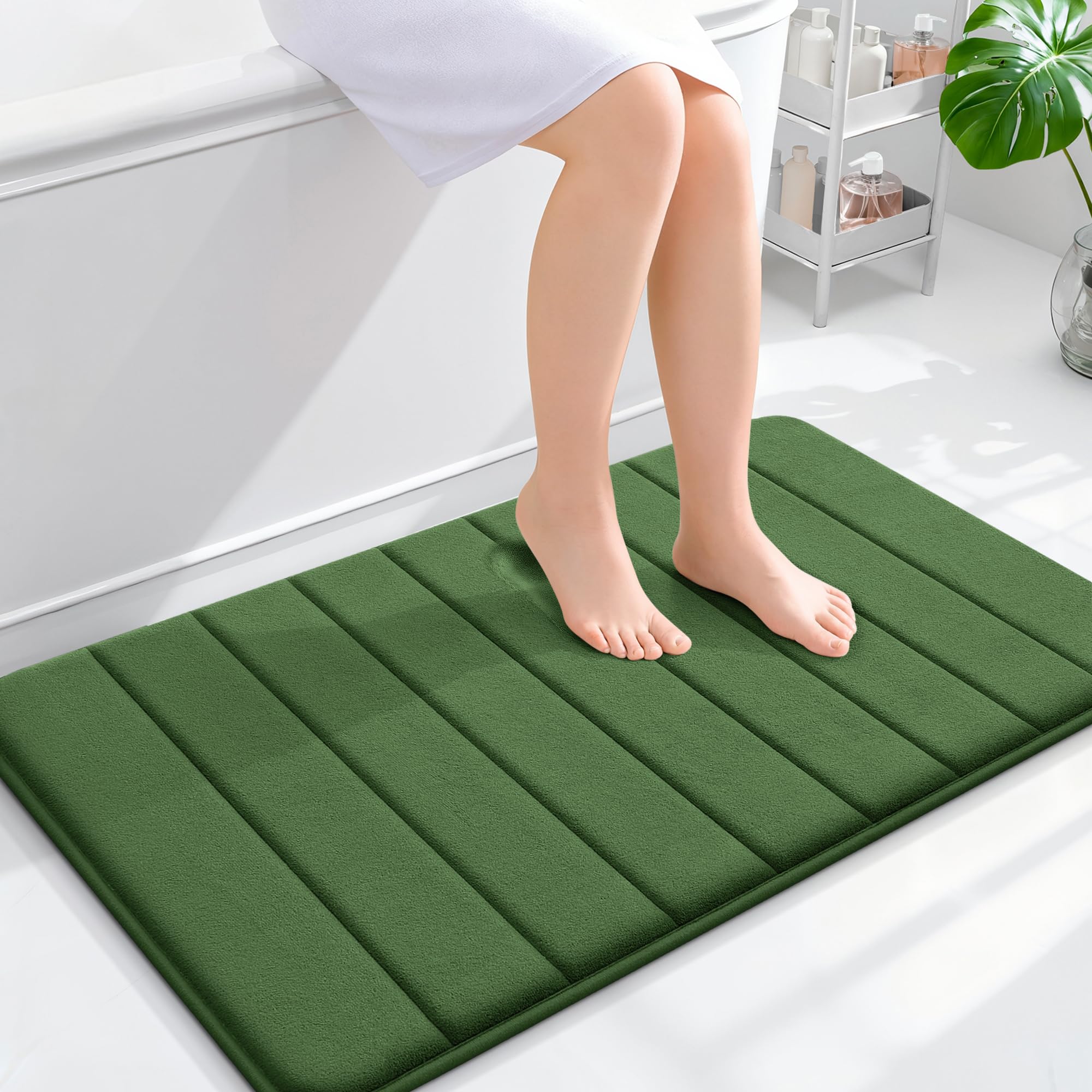 OLANLY Memory Foam Bath Mat 30x20, Super Soft Absorbent Bathroom Rugs, Quick Dry, Machine Washable Shower Floor Rugs, Bathmat Carpet, Bathroom Home Decor Accessories, Grey
