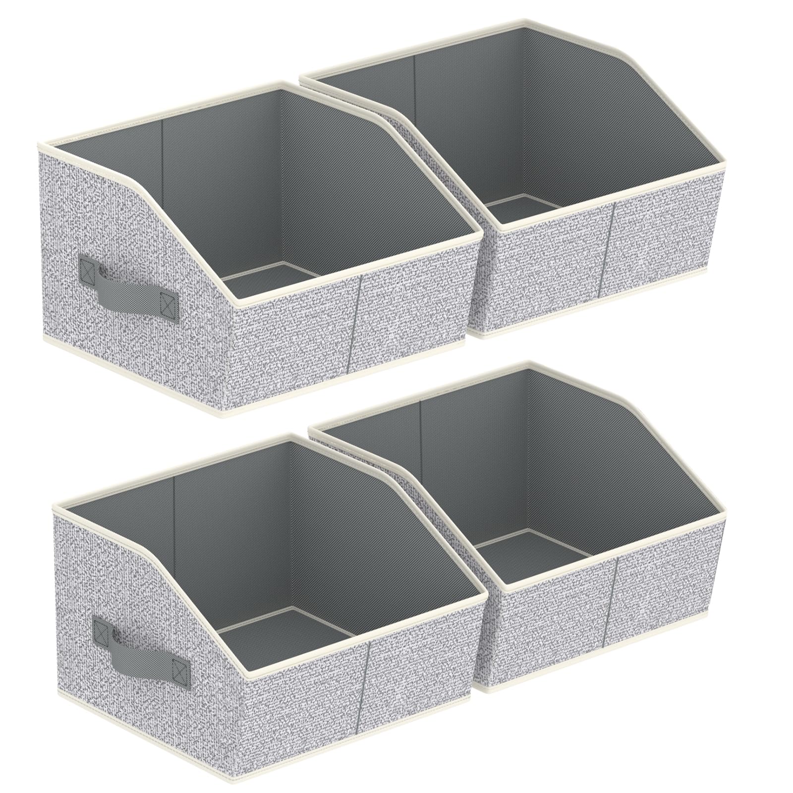 Homsorout Closet Organizers Bins 6 Packs - Large Closet Shelf Organizer with Handles, Fabric Trapezoid Storage Bins, Collapsible Storage Cubes for Clothes, Towels, Light Gray