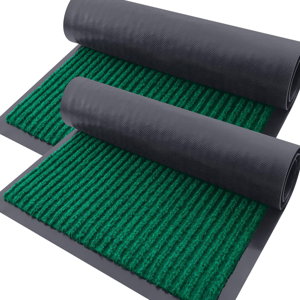 OLANLY Front Door Mat Indoor Outdoor Entrance, 2-Pack 29.5 x 17 Inch, Waterproof Heavy Duty Doormat, Fade Resistant, Low Profile, Easy Clean Patio Porch Welcome Floor Mats for Entry, Grey