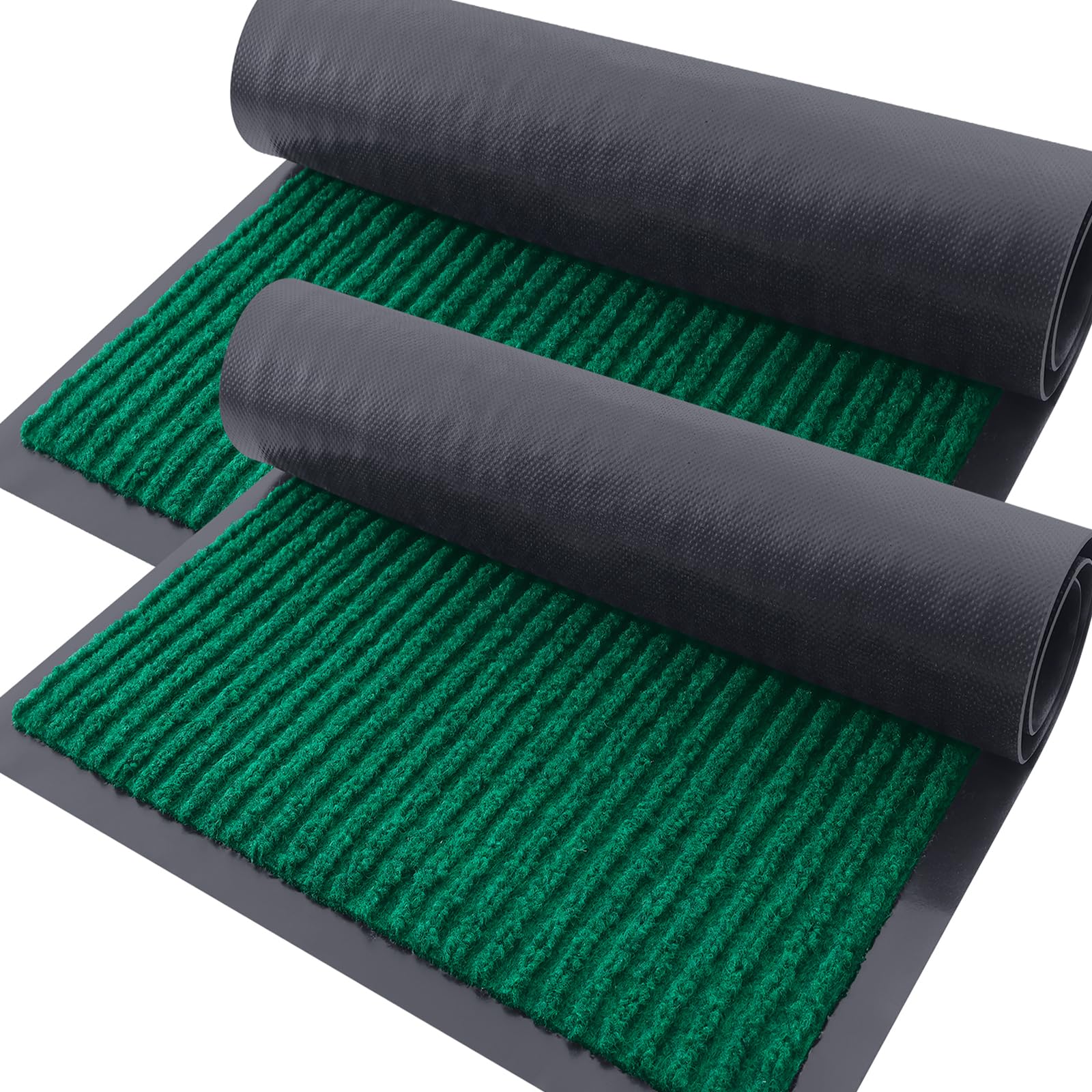 OLANLY Front Door Mat Indoor Outdoor Entrance, 2-Pack 29.5 x 17 Inch, Waterproof Heavy Duty Doormat, Fade Resistant, Low Profile, Easy Clean Patio Porch Welcome Floor Mats for Entry, Grey