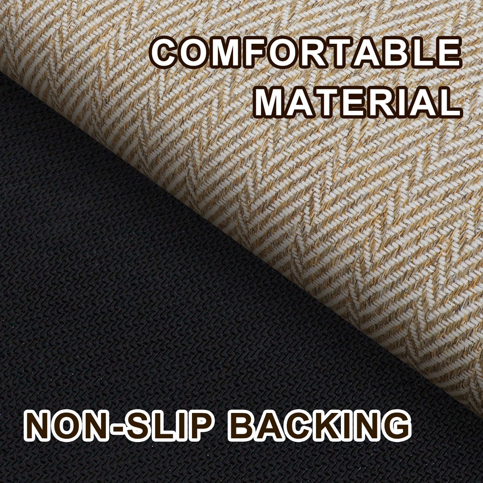 Ultra Thin Door Mat Indoor Entrance 17"x29", Low-Profile Indoor Door Mat, Non Slip Entry Mat Rubber Backing Unique Herringbone Design Inside Doormat Dirt Trapper Entryway Mats, Beige