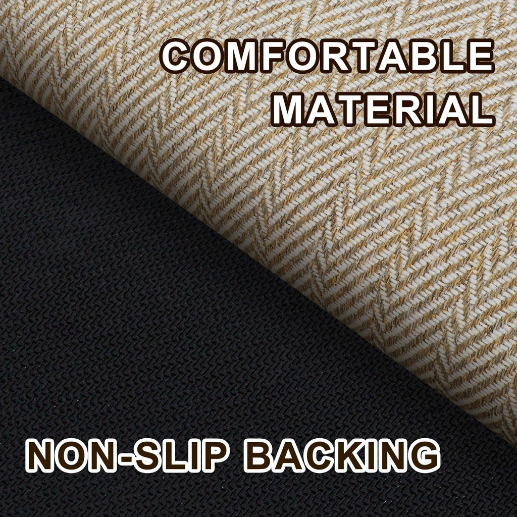 Ultra Thin Door Mat Indoor Entrance 17"x29", Low-Profile Indoor Door Mat, Non Slip Entry Mat Rubber Backing Unique Herringbone Design Inside Doormat Dirt Trapper Entryway Mats, Beige