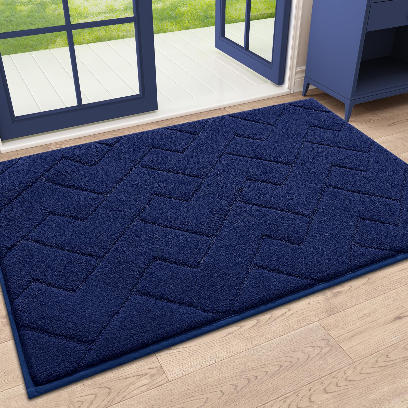 OLANLY Indoor Door Mat, 32x20, Dirt Resistant and Absorbent, Sturdy Non-Slip Rubber Backing, Easy to Clean, Washable Low-Profile Doormat for Entryway, Grey