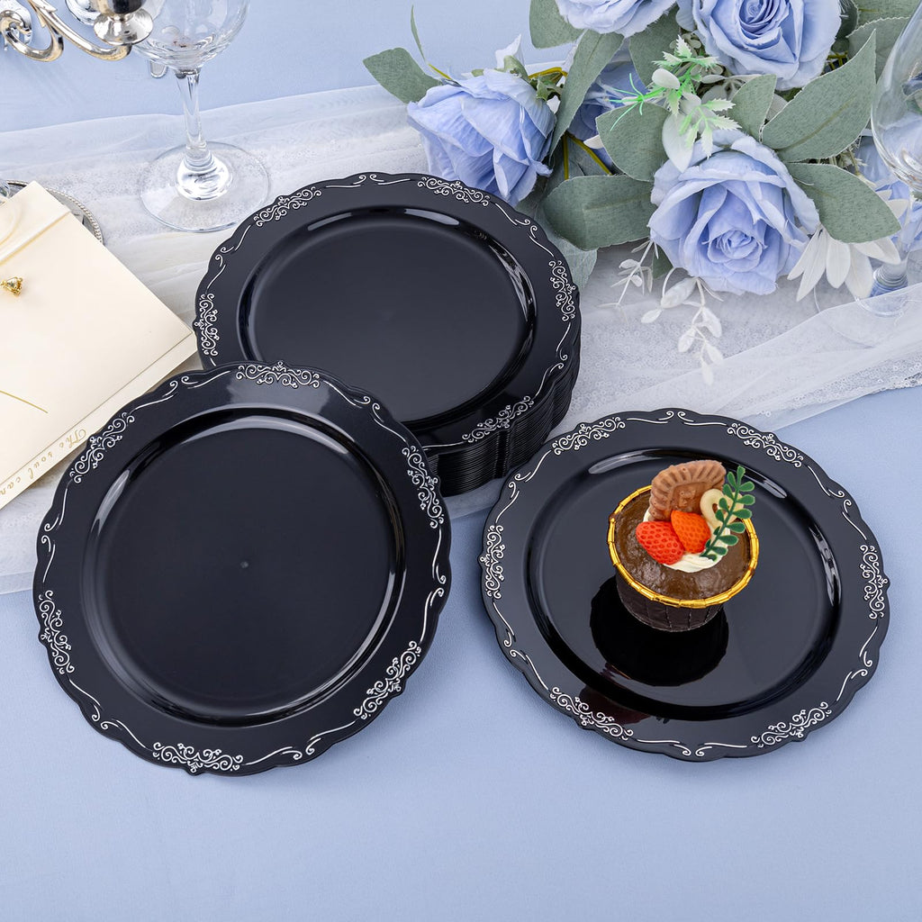 DaYammi 60PCS White Plastic Plates, Heavy Duty White Disposable Plates Premium 10inch Dinner Plates Hard Plastic Plates Disposable for Party Wedding Bridal Shower