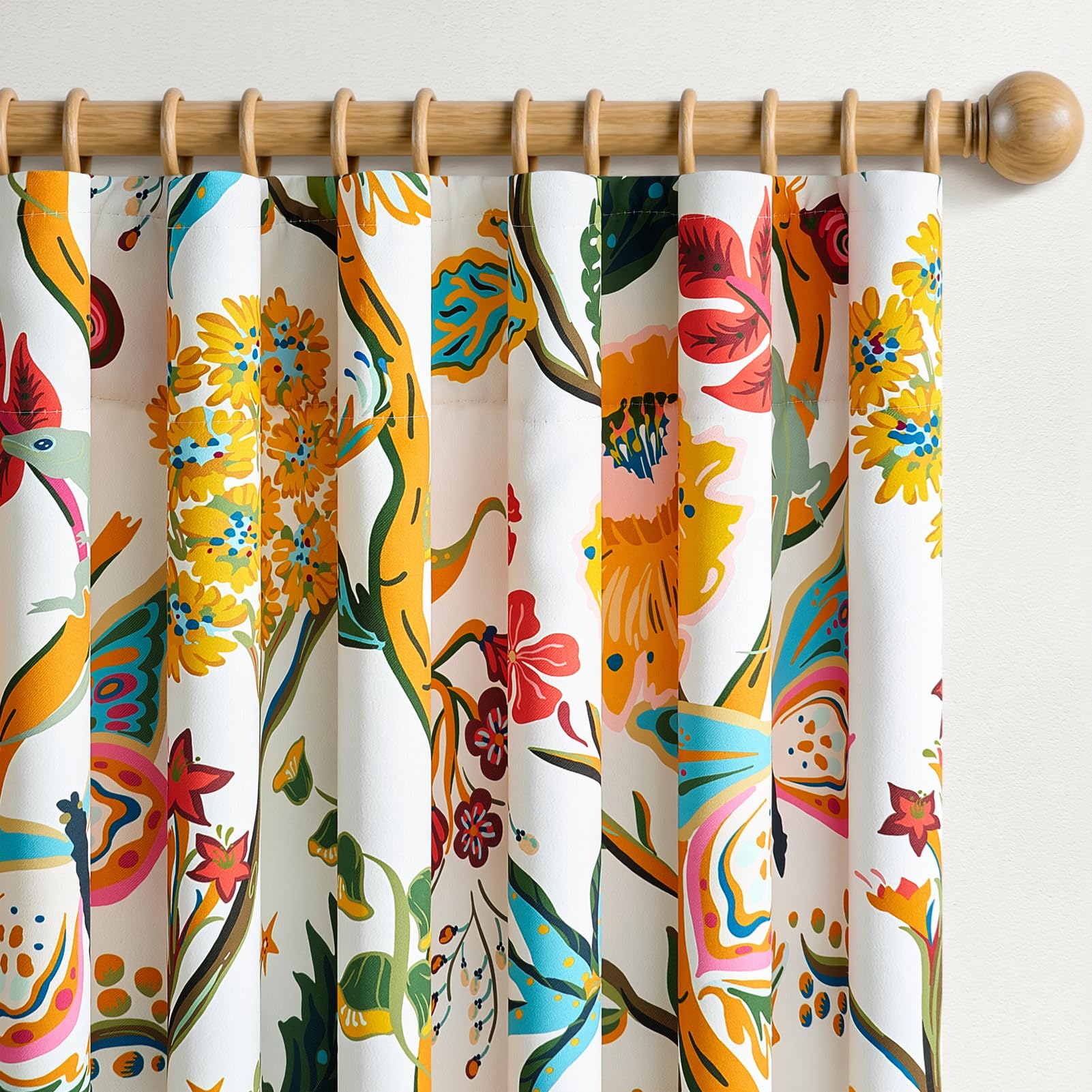 Topfinel Mustard Yellow Curtains 84 Inches Long 2 Panels for Bedroom Living Room Daffodil Butterfly Country Tropical Floral Drapes Vintage Farmhouse Light Filtering Privacy Window Curtain Blackout