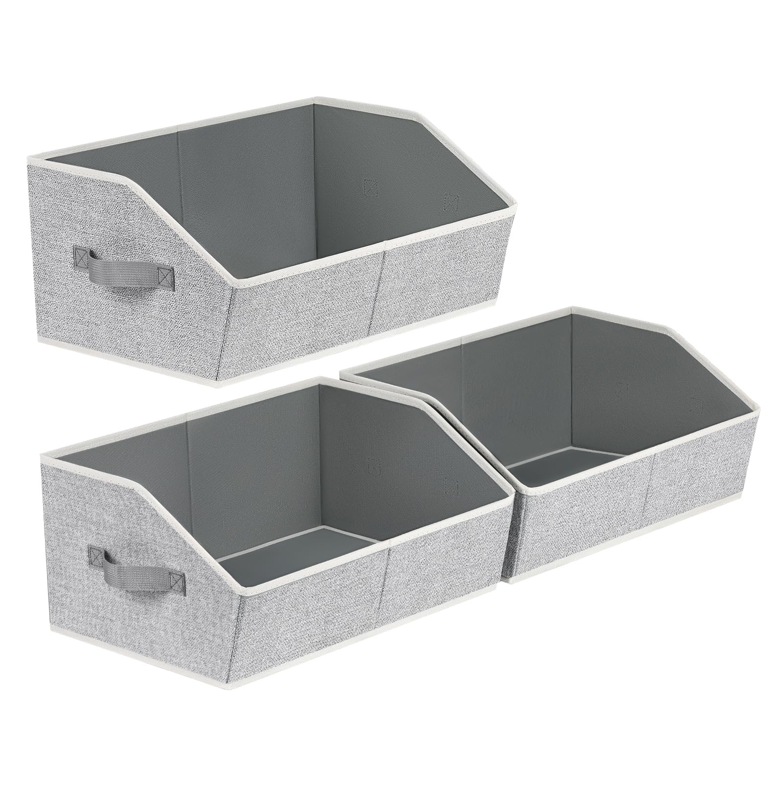 Homsorout Closet Organizers Bins 6 Packs - Large Closet Shelf Organizer with Handles, Fabric Trapezoid Storage Bins, Collapsible Storage Cubes for Clothes, Towels, Light Gray