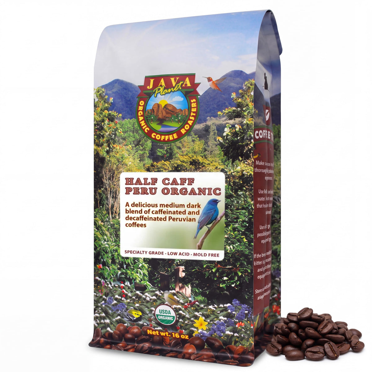 Java Planet Low Acid Organic Espresso Whole Bean Coffee 16oz