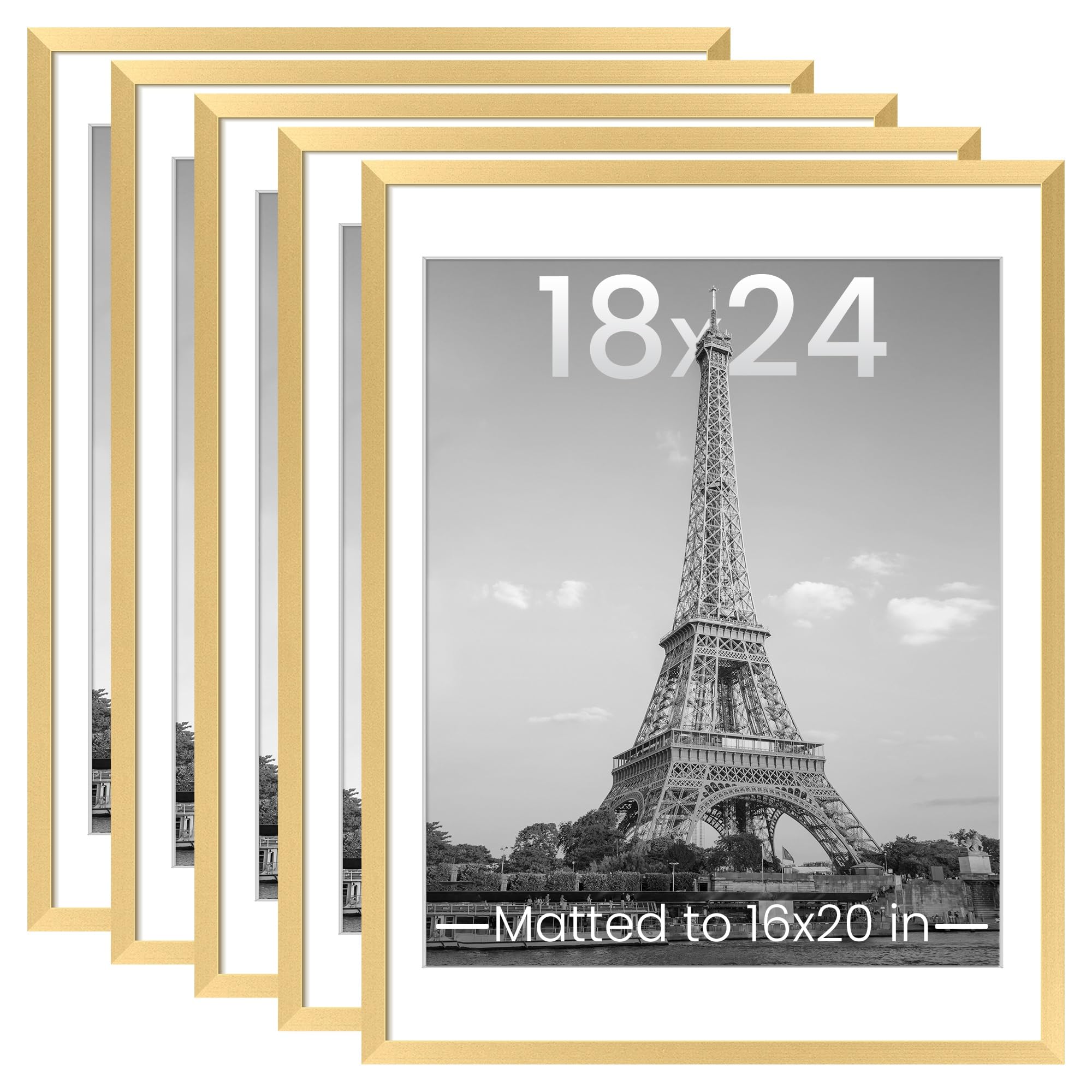 upsimples 8x10 Picture Frame Set of 5, Display Pictures 5x7 with Mat or 8 x 10 Without, Wall Gallery Photo Frames, Black
