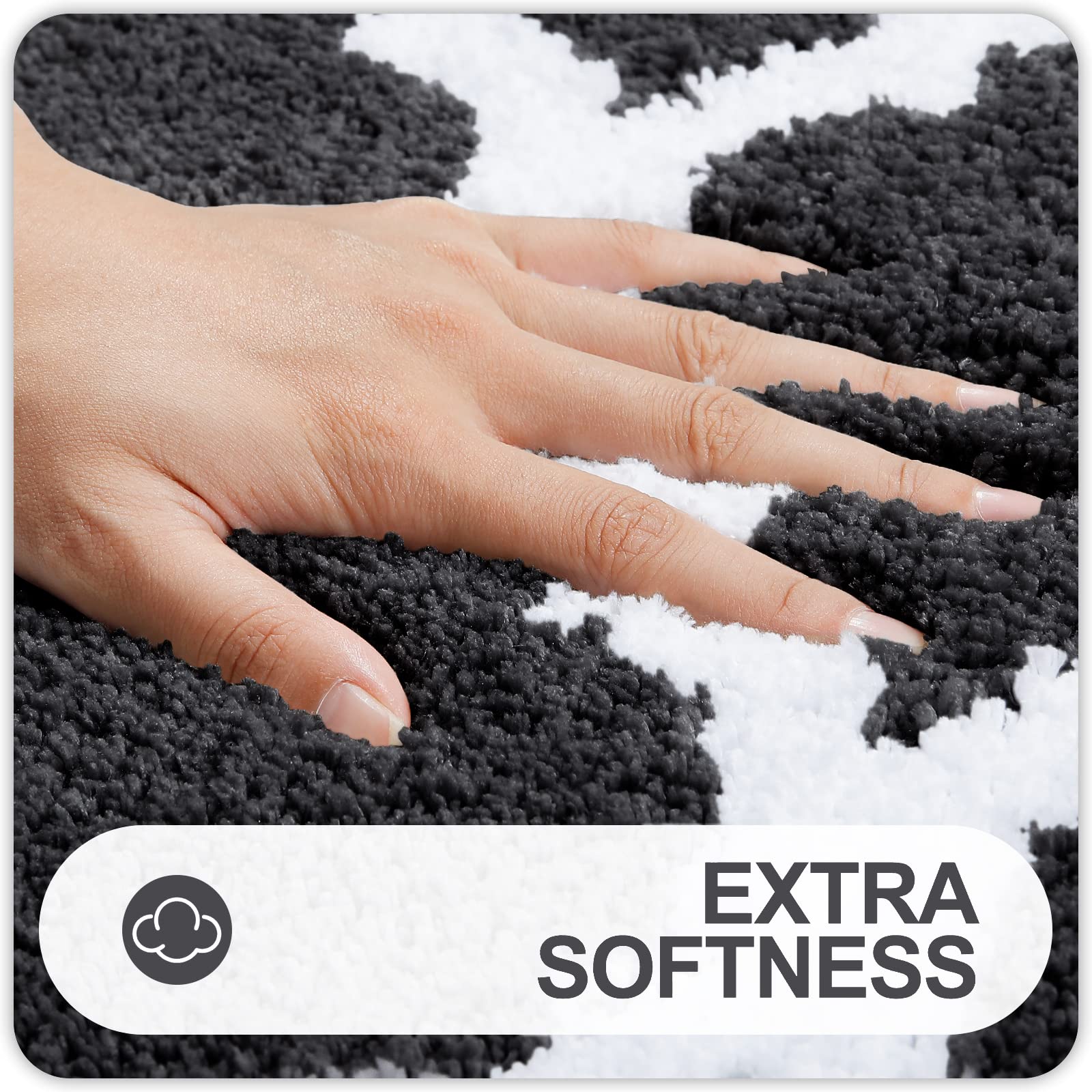 OLANLY Bathroom Rugs Set 2 Piece, Microfiber Bath Shower Mat and U-Shaped Toilet Rug, Machine Wash Dry, Non-Slip Absorbent Shaggy Bath Mats for Tub, Shower and Bathroom (24"x16"+24"x20", Grey)