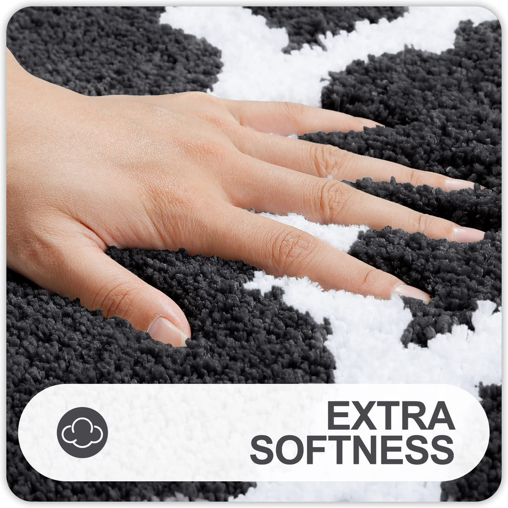 OLANLY Bathroom Rugs Set 2 Piece, Microfiber Bath Shower Mat and U-Shaped Toilet Rug, Machine Wash Dry, Non-Slip Absorbent Shaggy Bath Mats for Tub, Shower and Bathroom (24"x16"+24"x20", Grey)