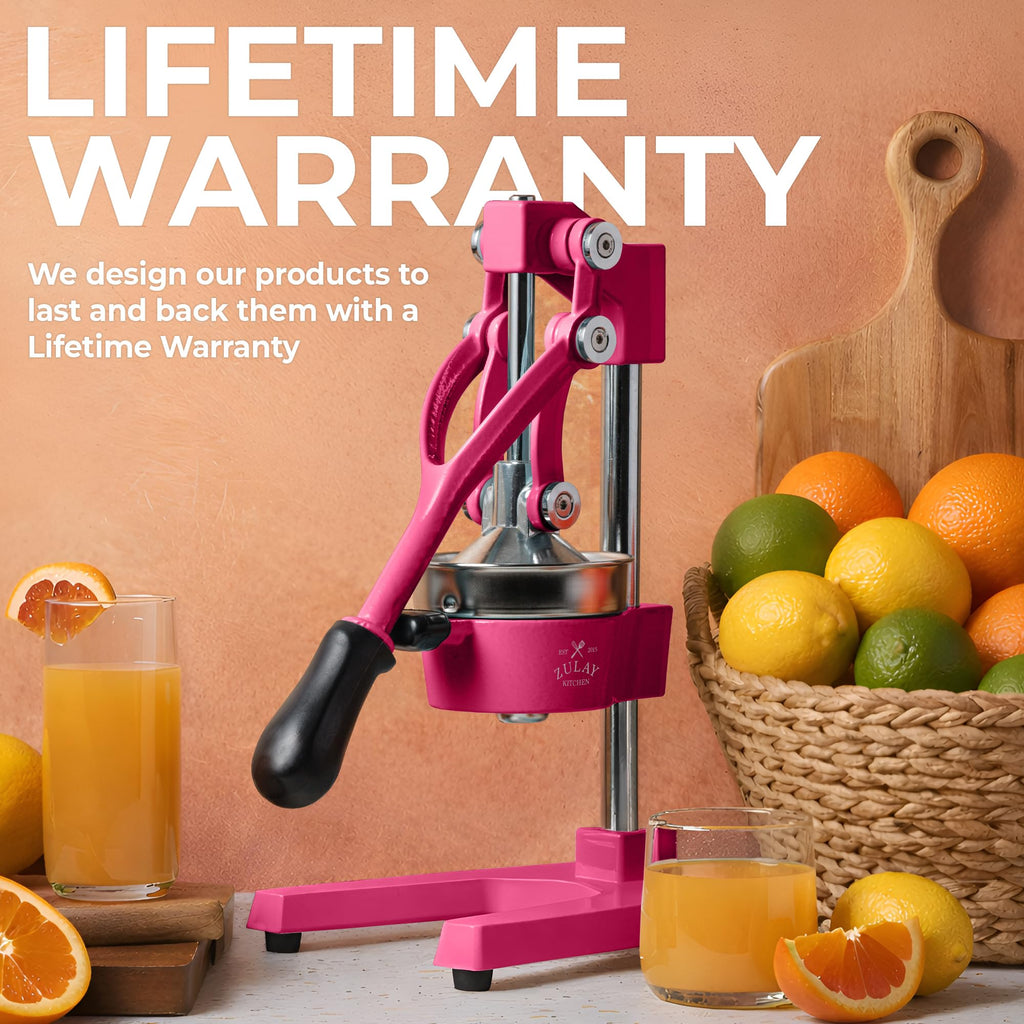 Zulay Kitchen Cast Iron Juicer - Easy-to-Clean Heavy-Duty Manual Juicer, Professional Citrus Juicer - Stainless Steel Lemon Squeezer - Manual Citrus Press & Orange Squeezer - Orange Juicer (Black)