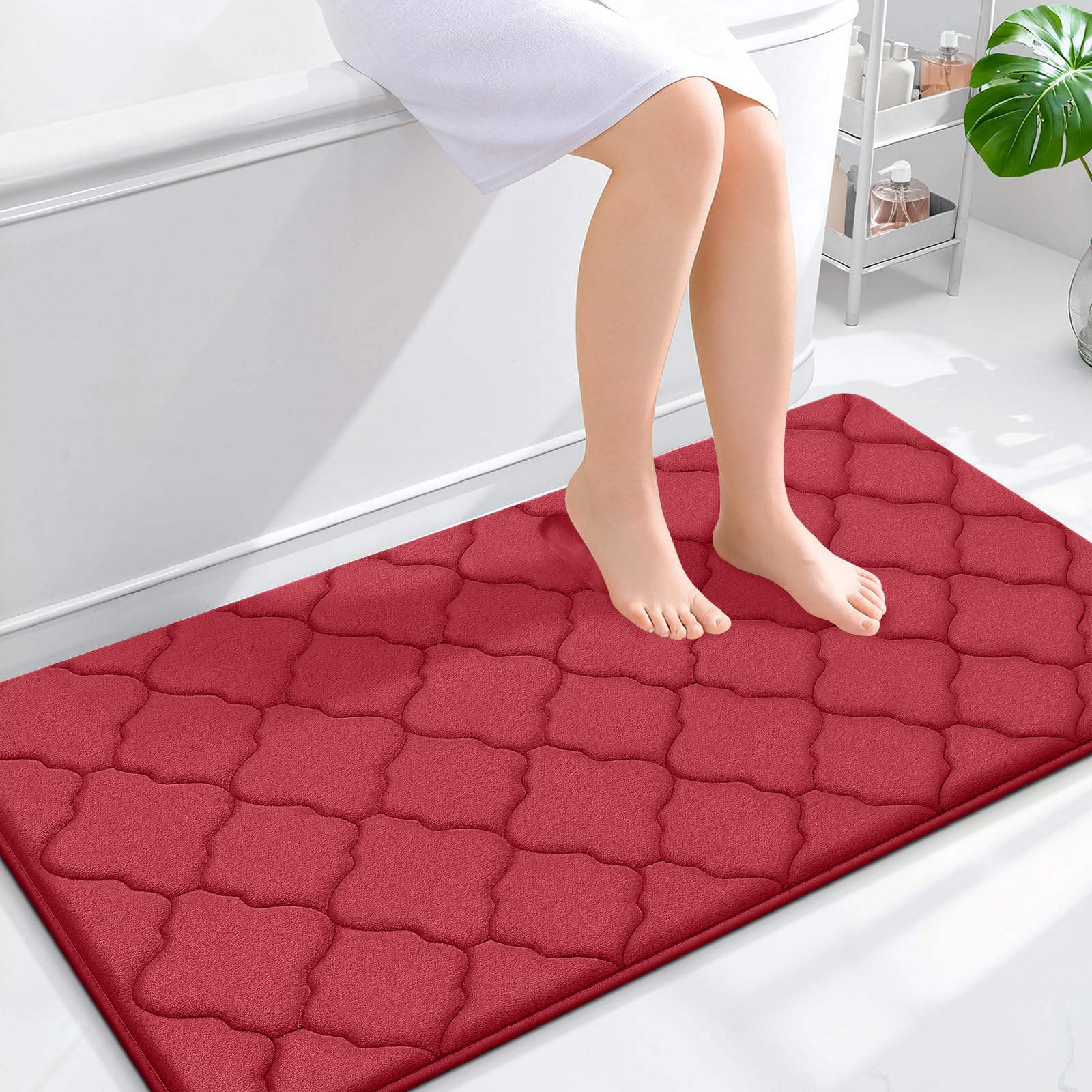 OLANLY Memory Foam Bath Mat Rug 24x16, Ultra Soft and Absorbent Bathroom Rugs, Non-Slip, Comfortable, Machine Washable Bath Carpet for Bathroom Floor, Tub, Shower and Home Decor Accessories, Black
